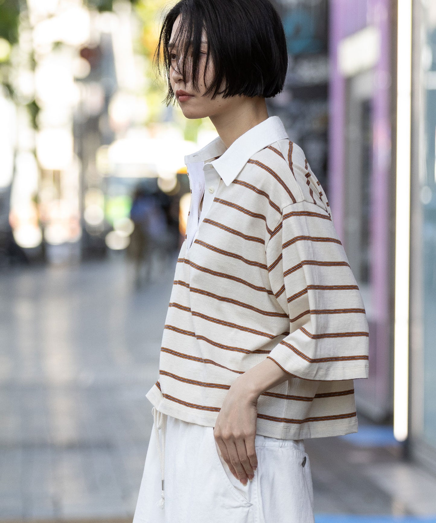 オールドコットンボーダージャージーポロシャツ