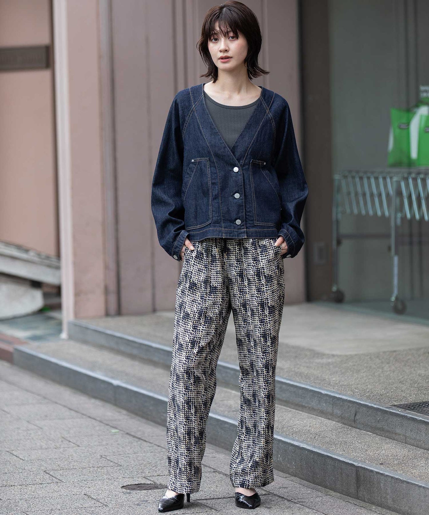 コットンリヨセルデニムコンパクトジャケット