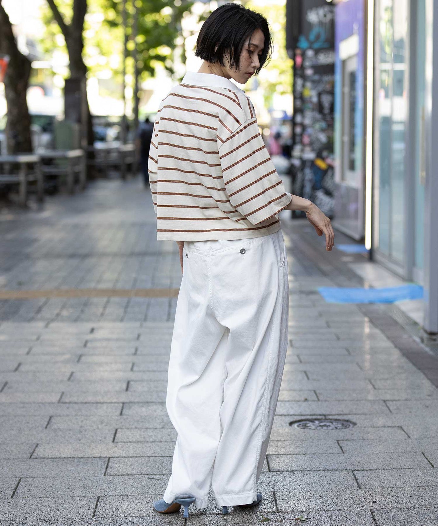 オールドコットンボーダージャージーポロシャツ