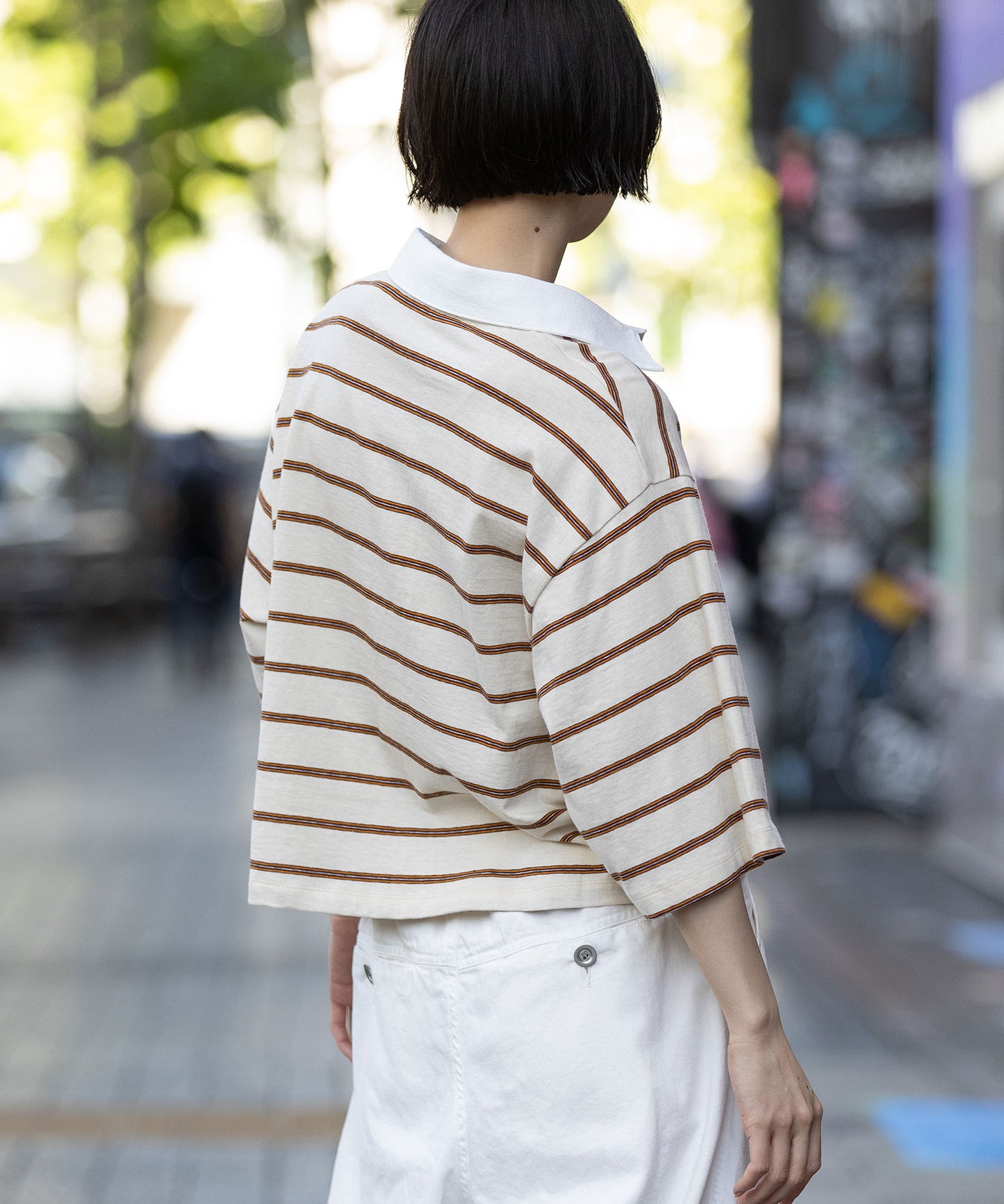 オールドコットンボーダージャージーポロシャツ