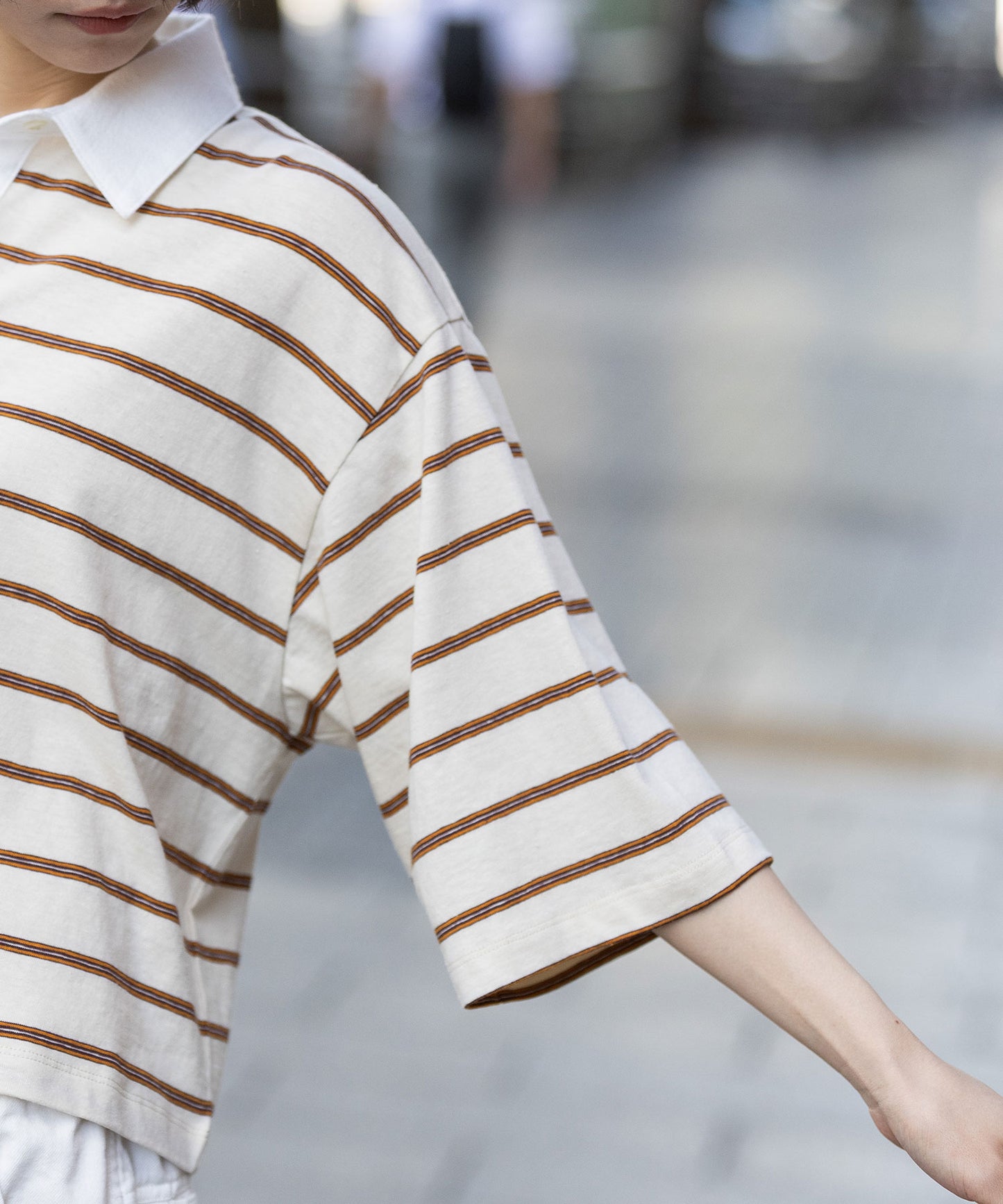 オールドコットンボーダージャージーポロシャツ