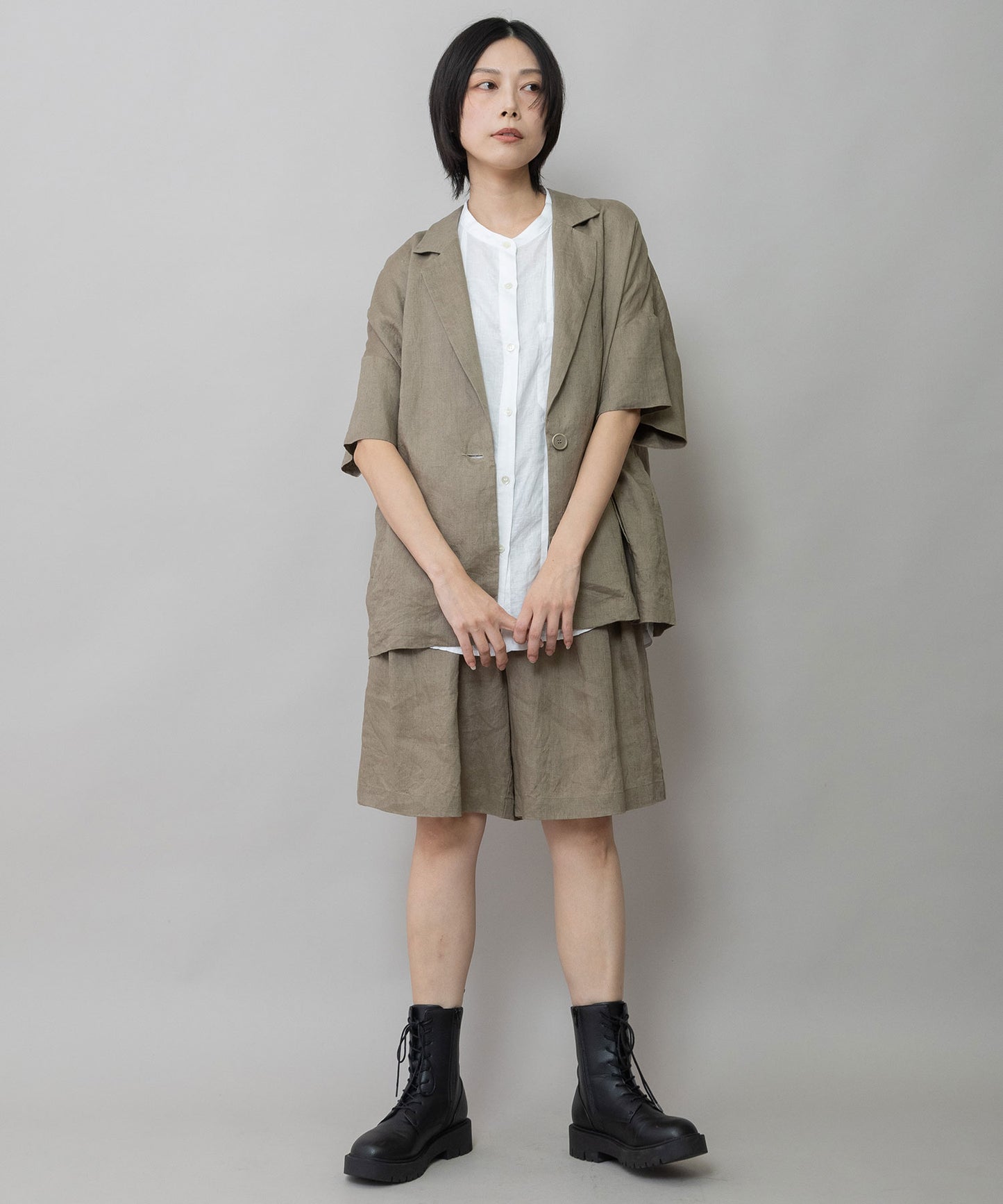 【吸水性】【発散性】40sフレンチリネンワイドハーフパンツ