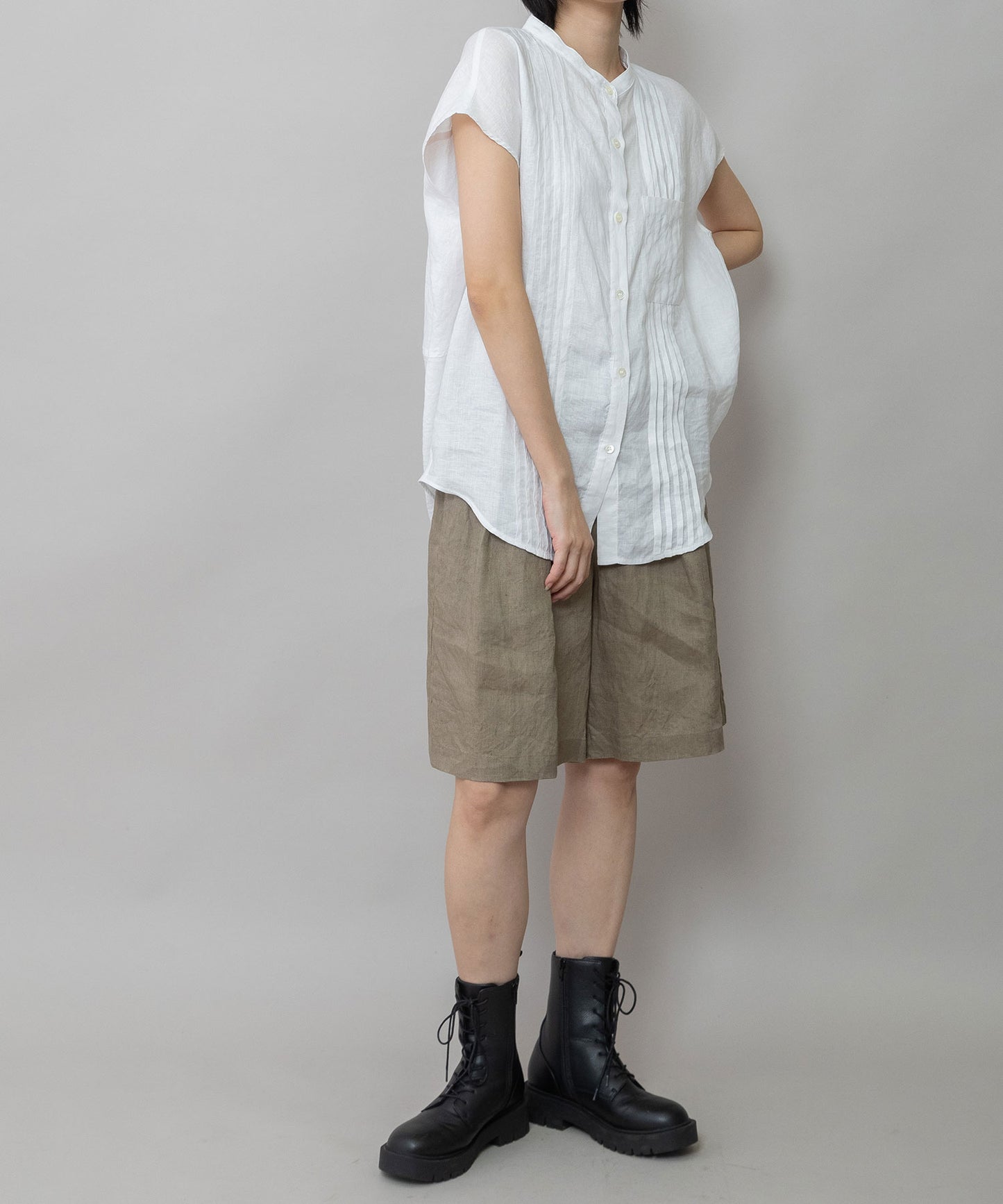 【吸水性】【発散性】40sフレンチリネンワイドハーフパンツ