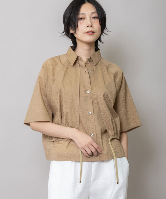 シワ加工コットンローンフラップシャツ