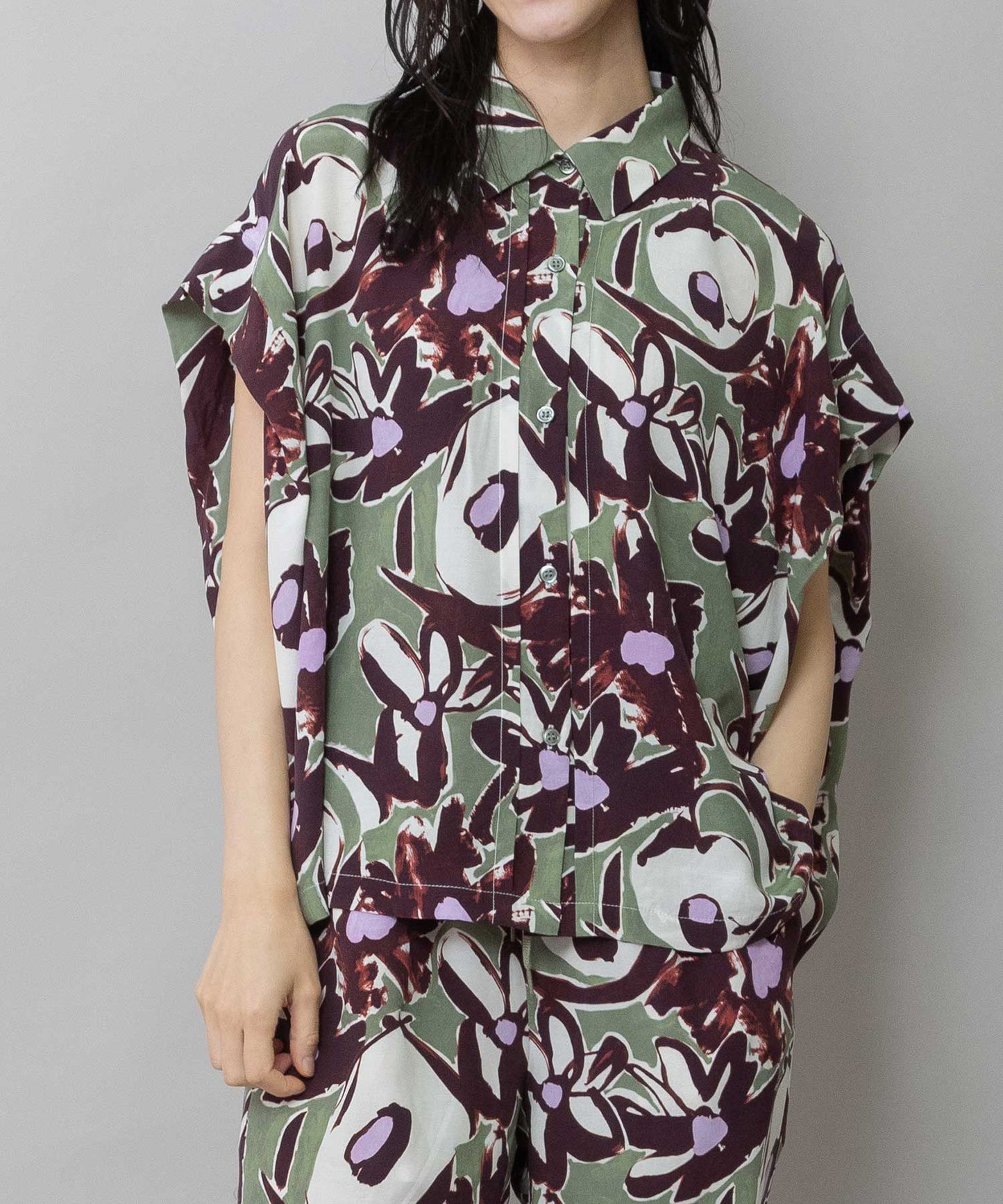 【Turkey】イペカプリントタックブラウス