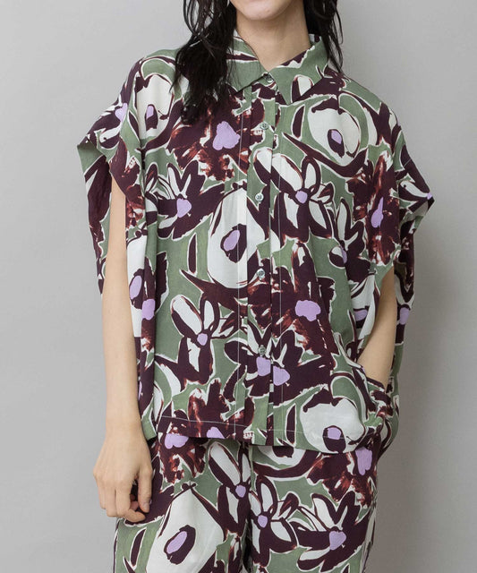 【Turkey】イペカプリントタックブラウス