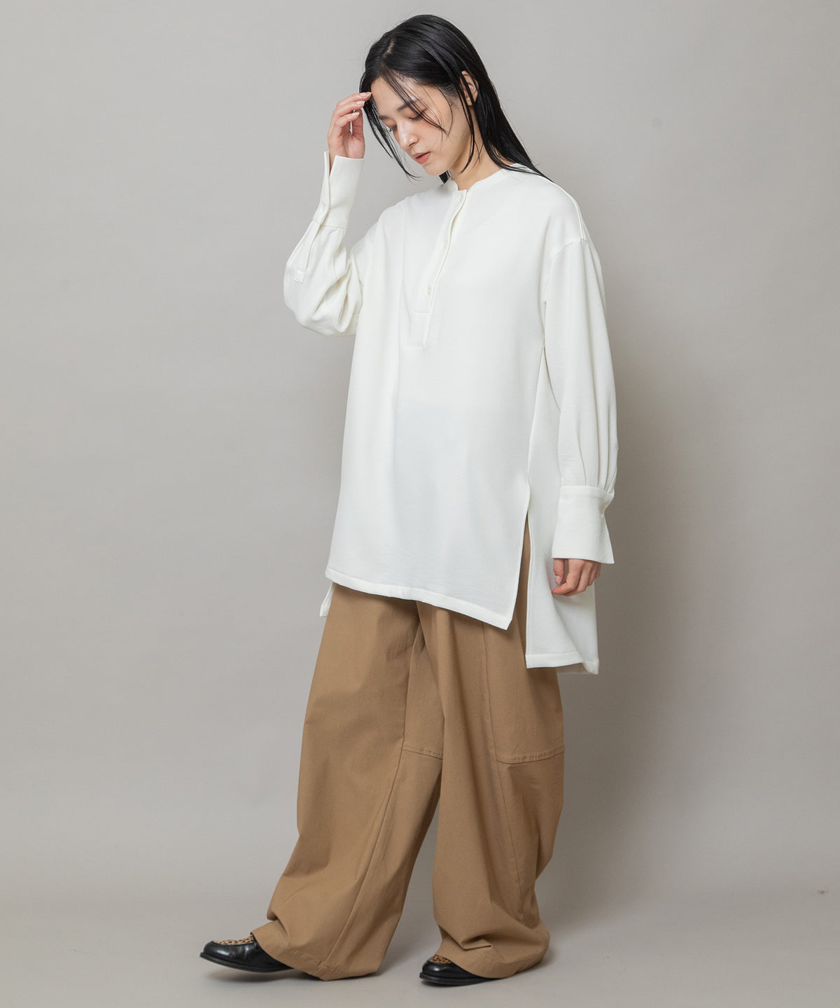 ヴィンテージダブルジョーゼットプルオーバーロングシャツ