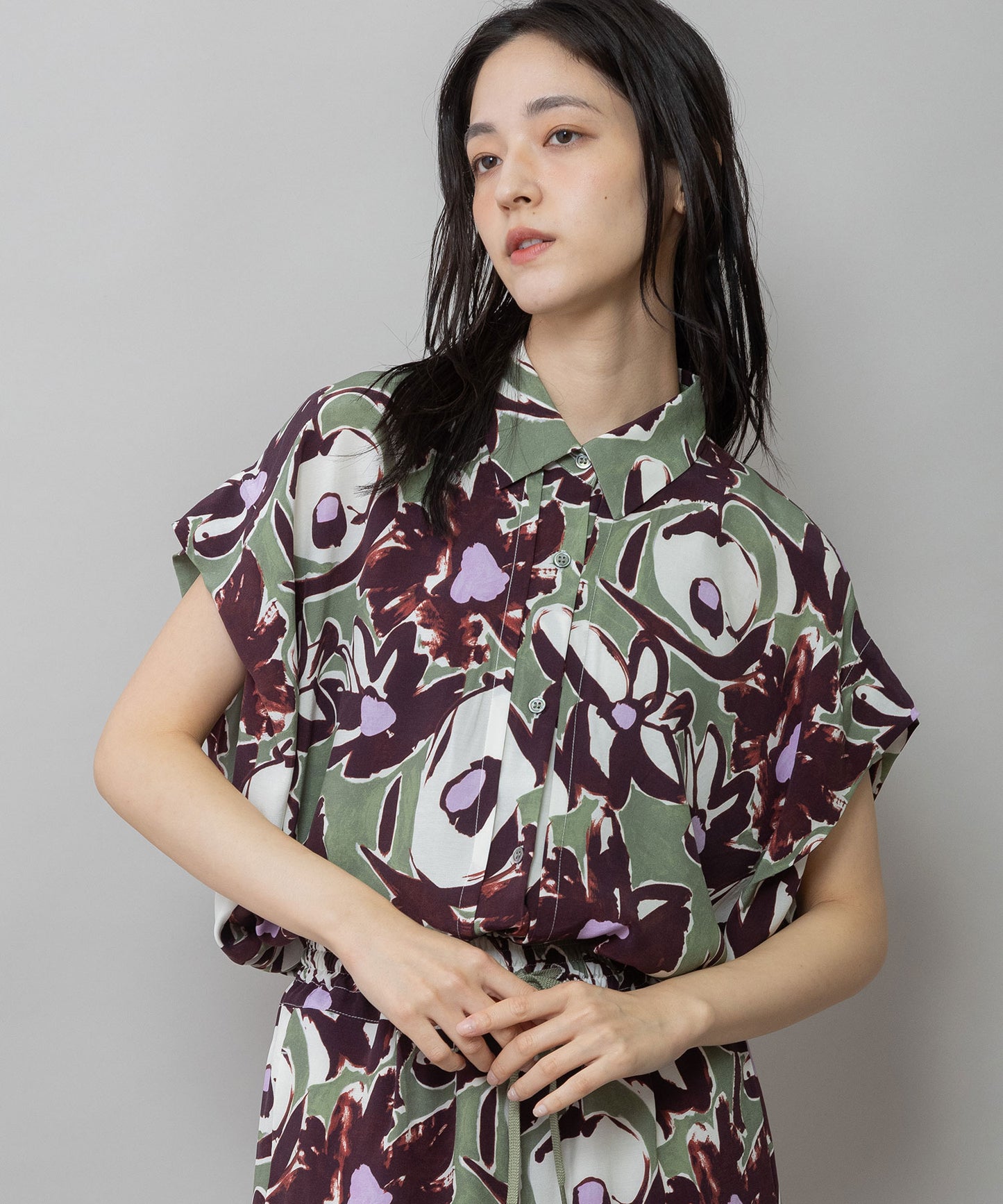 【Turkey】イペカプリントタックブラウス