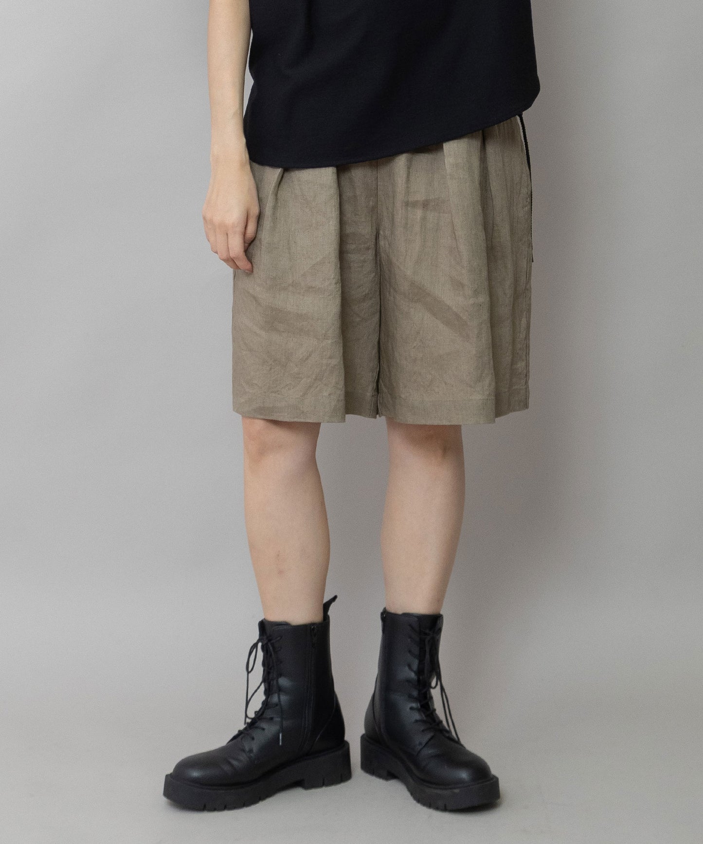 【吸水性】【発散性】40sフレンチリネンワイドハーフパンツ