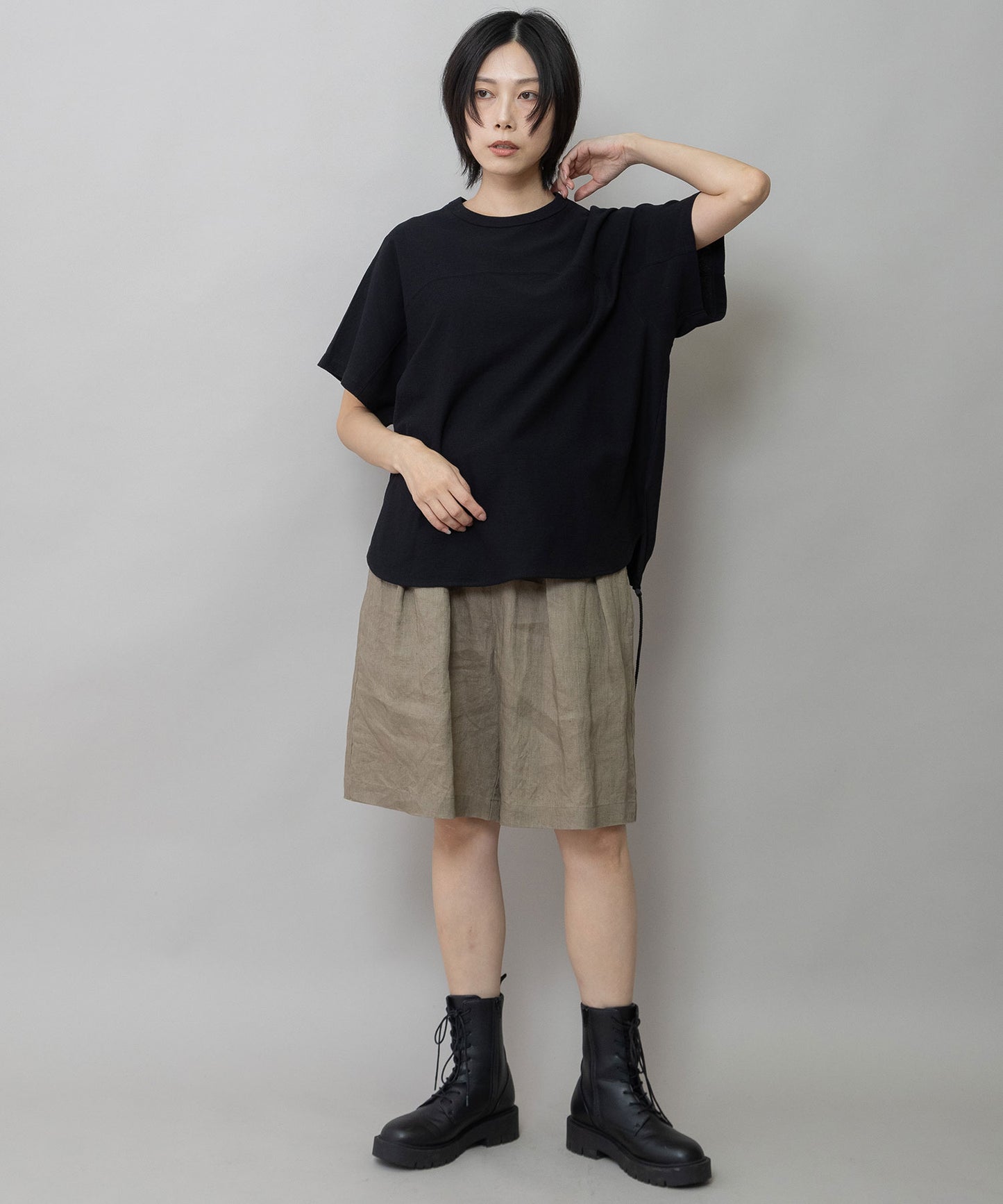 【吸水性】【発散性】40sフレンチリネンワイドハーフパンツ