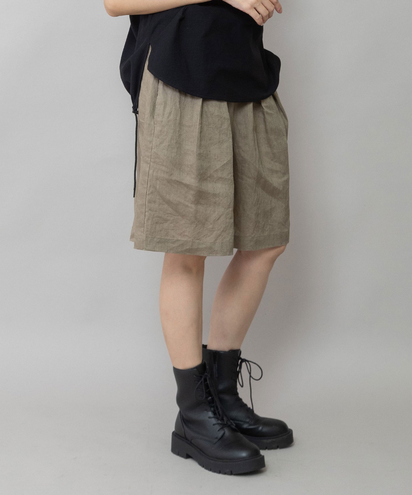 【吸水性】【発散性】40sフレンチリネンワイドハーフパンツ