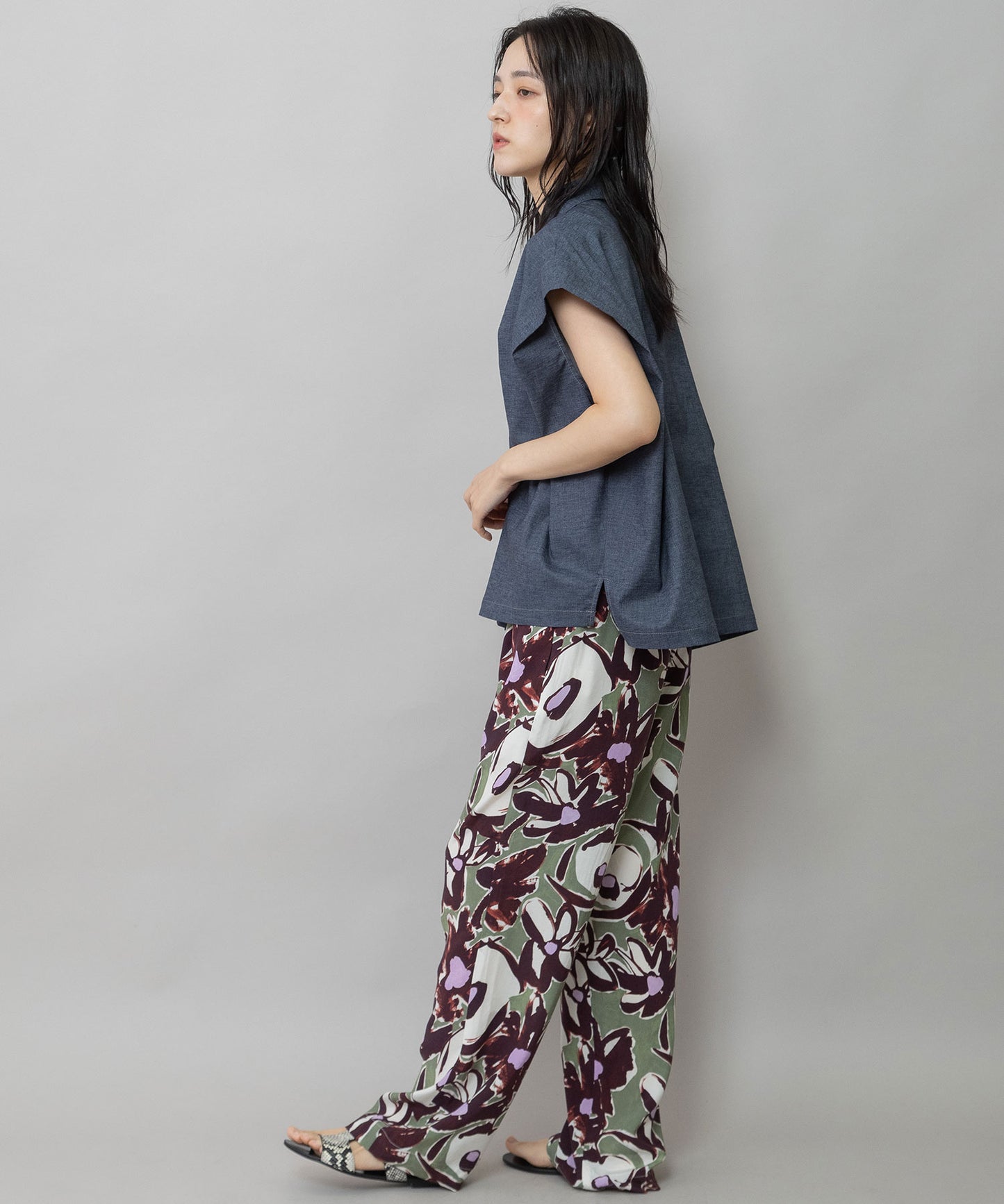 【UVカット】【接触冷感】ヘンプシャンブレータックスリーブシャツ