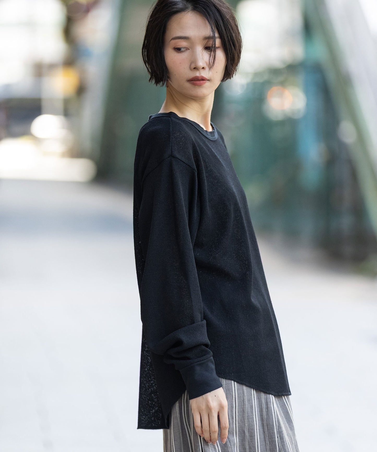 【速乾性】シアーワッフルバックヘンリーネックプルオーバー