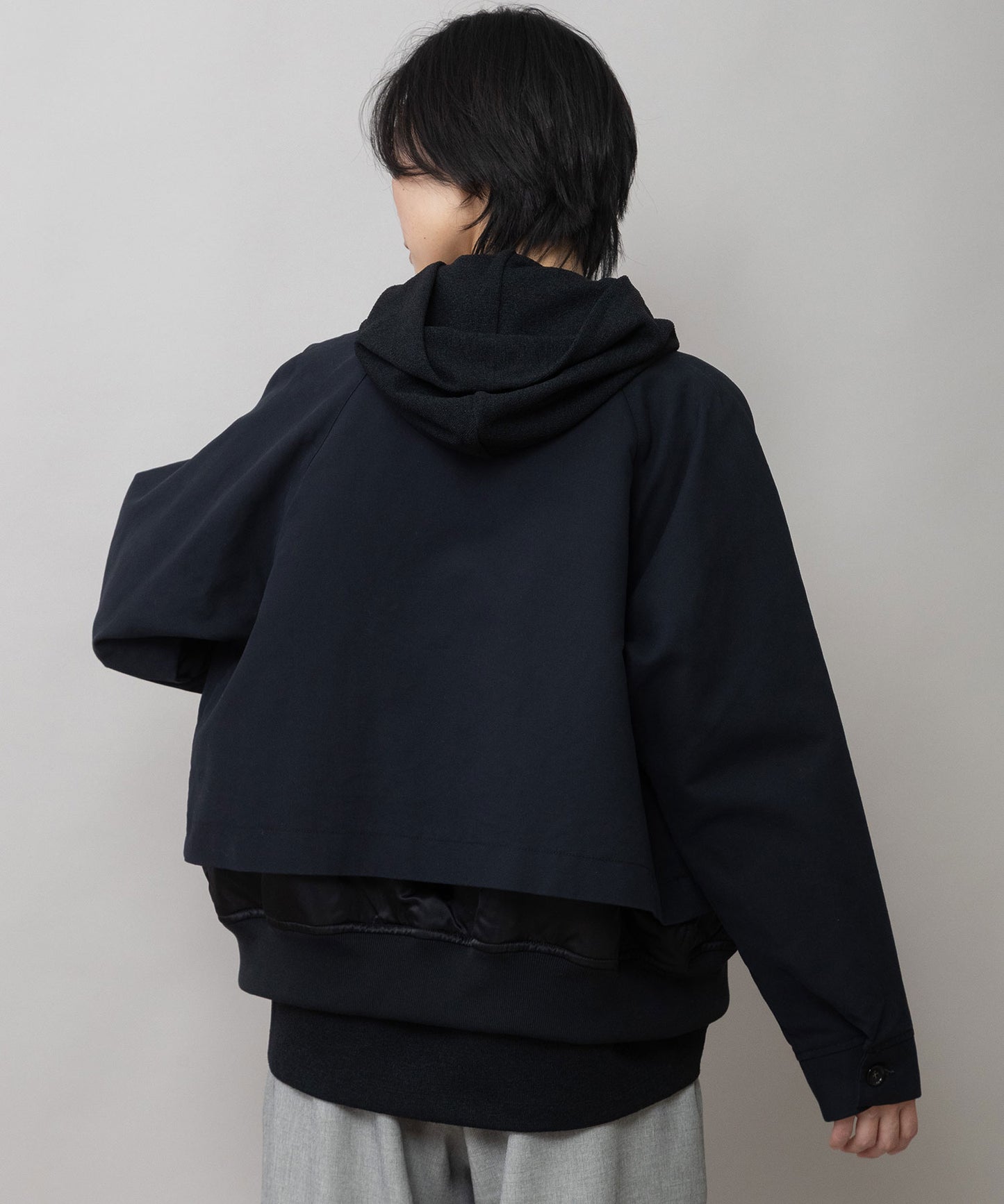 オーガニックコットン×ナイロンツイル ハリントンフライトジャケット