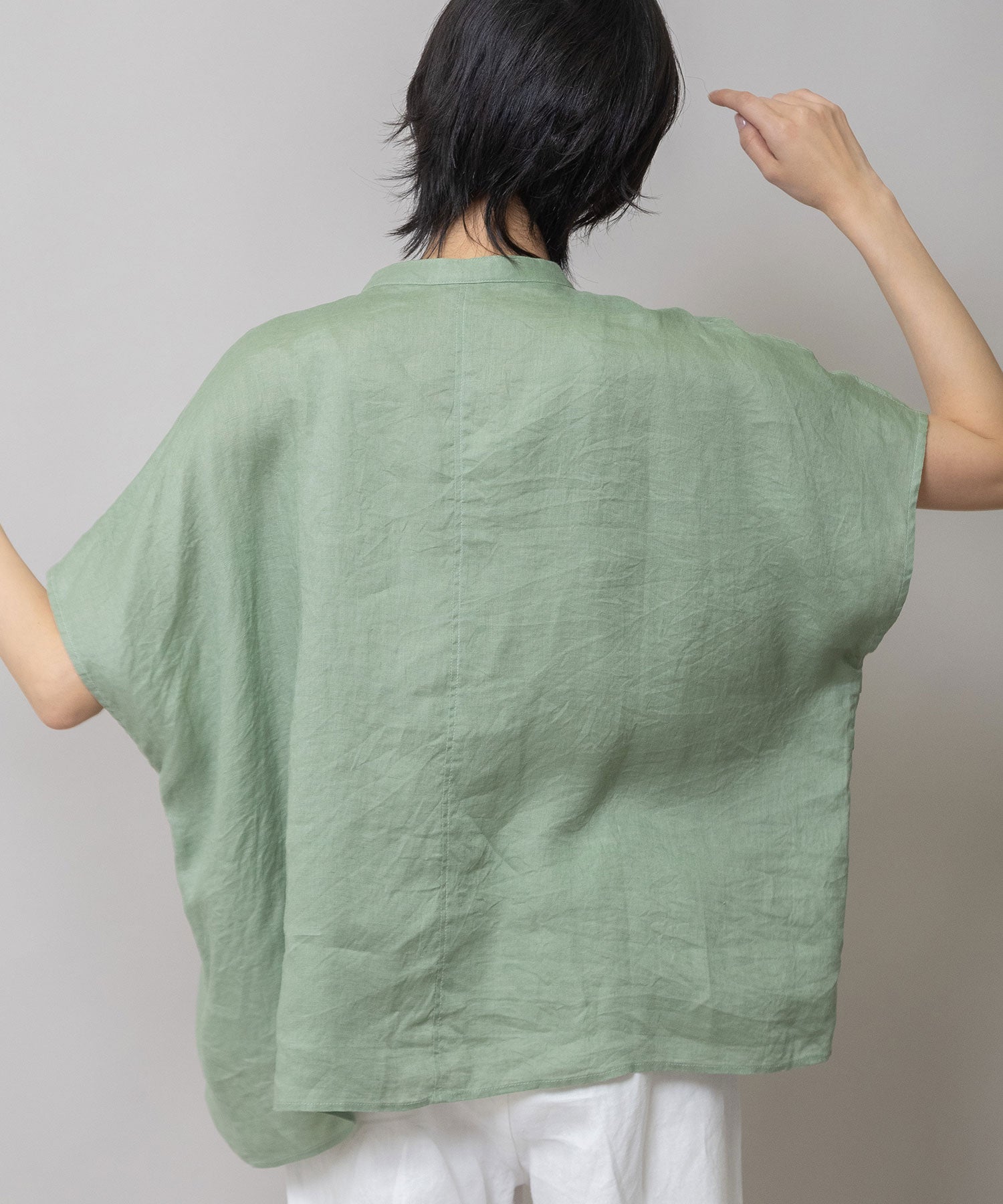 60sフレンチリネンキャンバスタックワイドブラウス – Munich web shop
