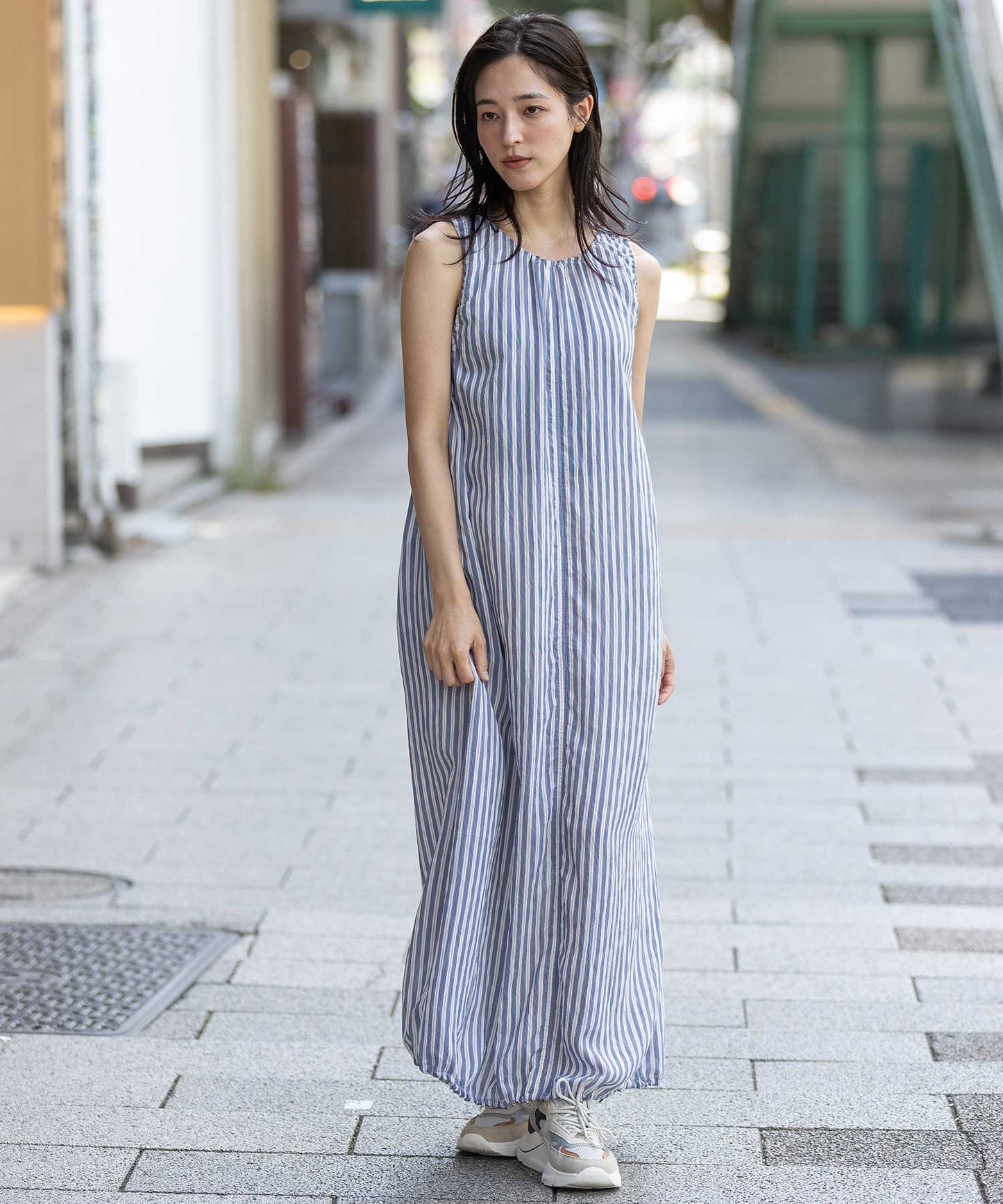 【Turkey】ストライプドローストリングワンピース