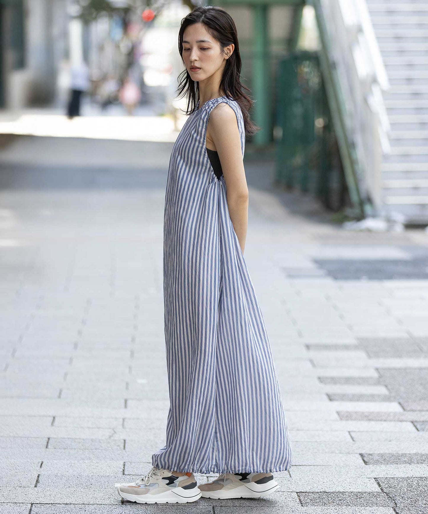 【Turkey】ストライプドローストリングワンピース