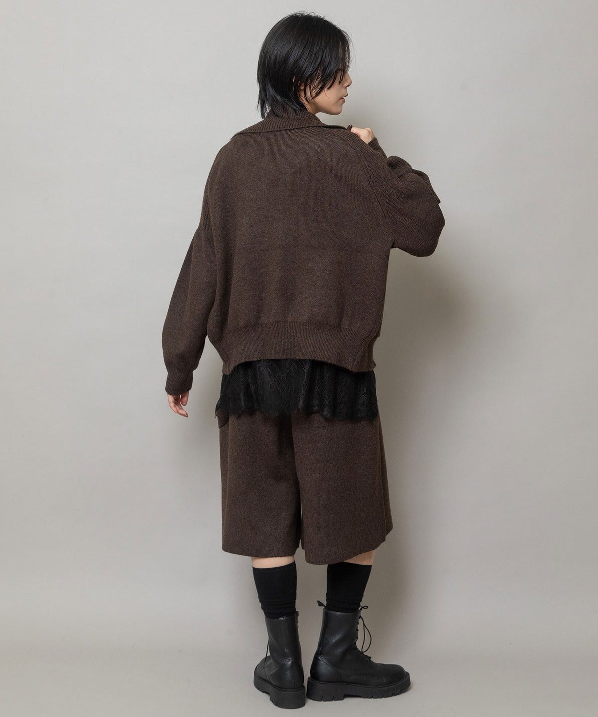 総針編みニット ジップブルゾン