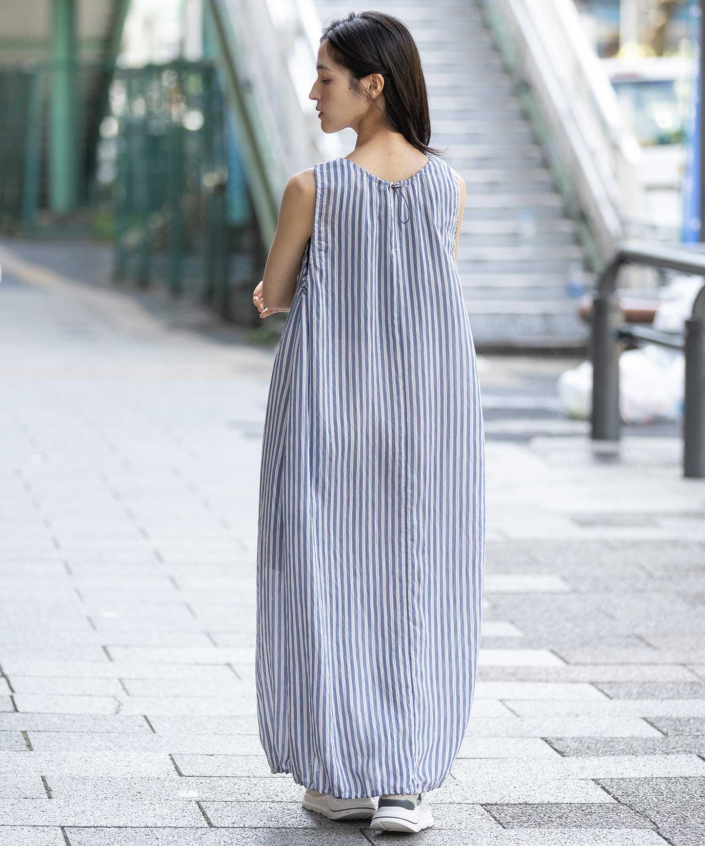 【Turkey】ストライプドローストリングワンピース