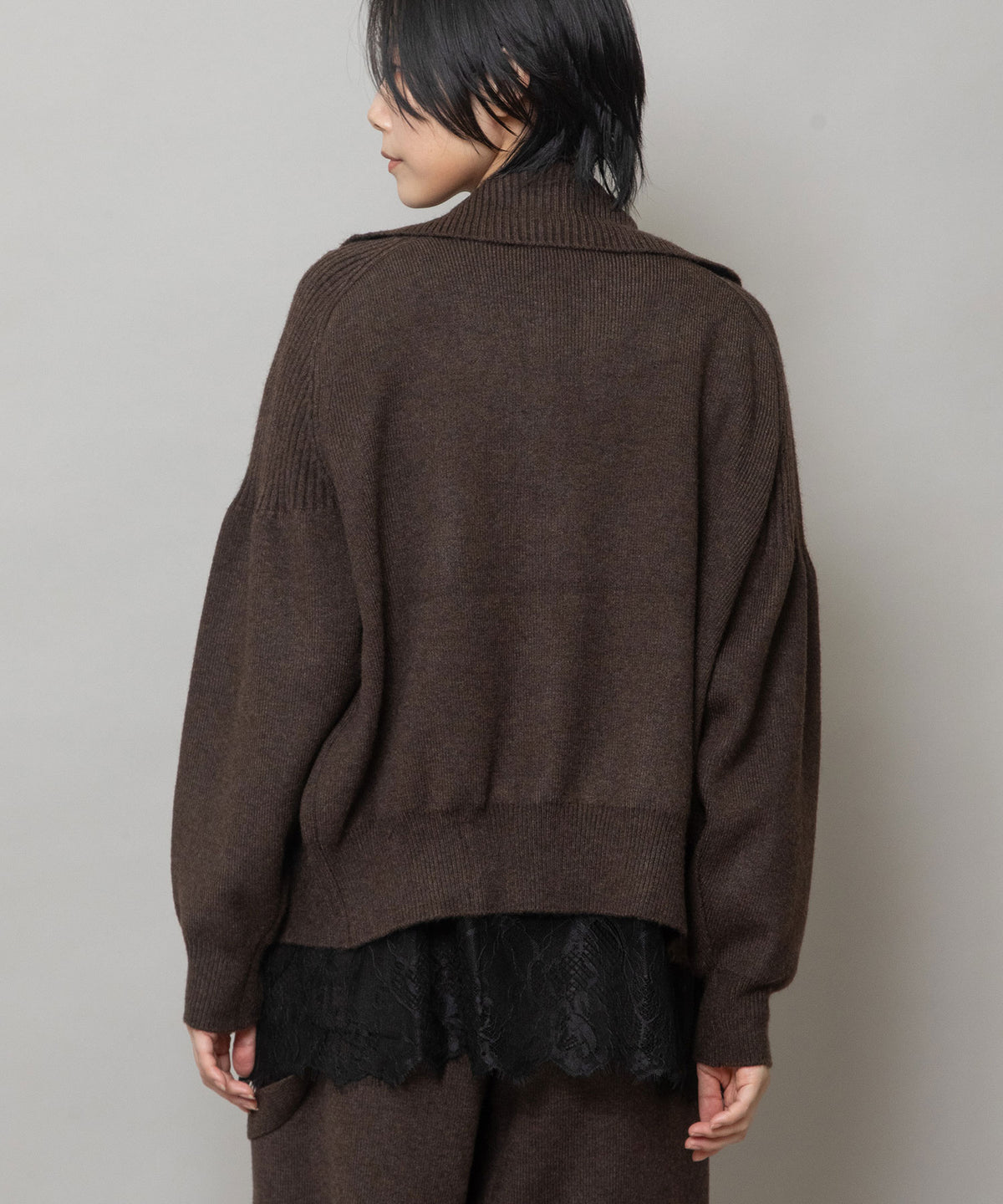 総針編みニット ジップブルゾン