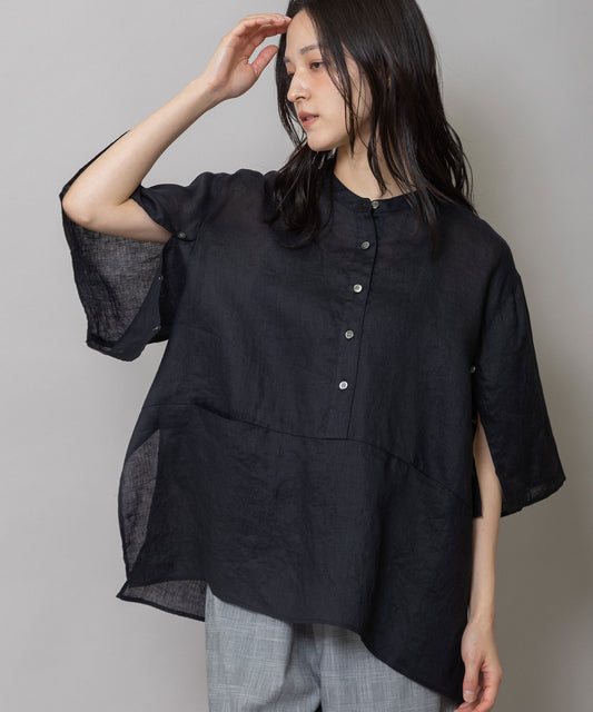 60sフレンチリネンキャンバスプルオーバーシャツ