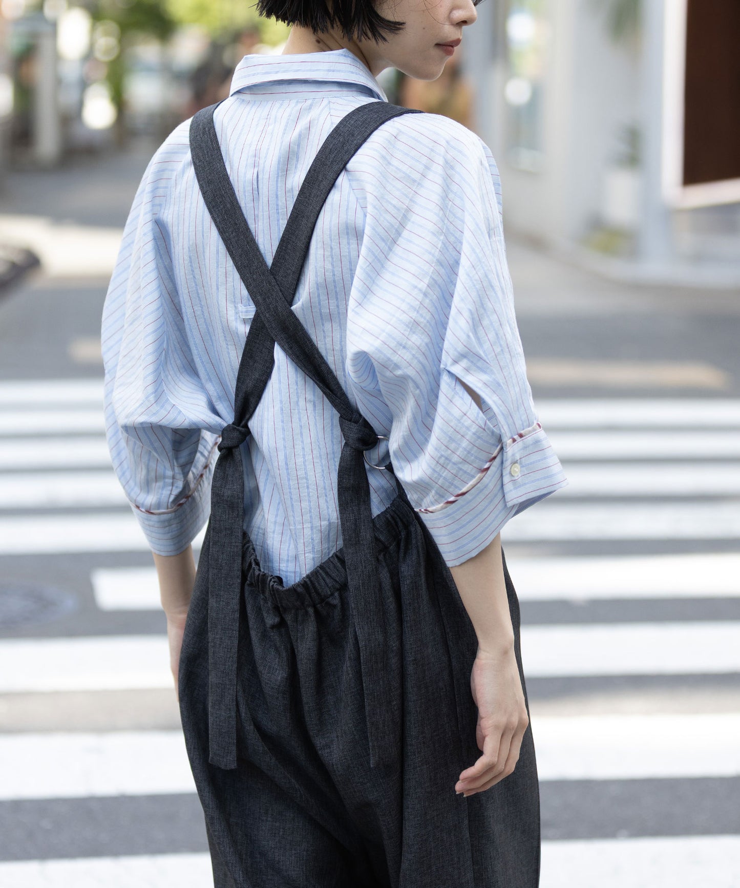 【ウォッシャブル】【防シワ】ツイード調ツイルコンビネゾン