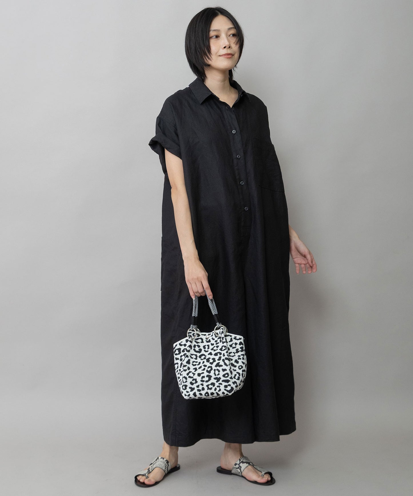 レオパードジャガードハンドバッグ