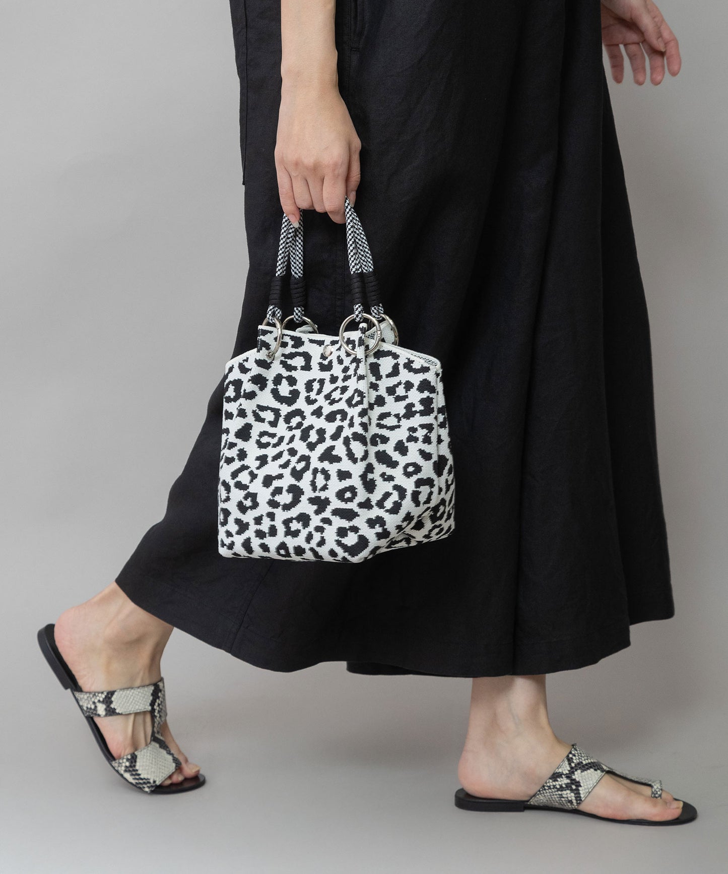 レオパードジャガードハンドバッグ