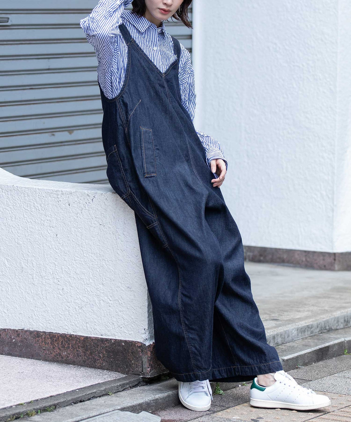 コットンリヨセルデニムコンビネゾン