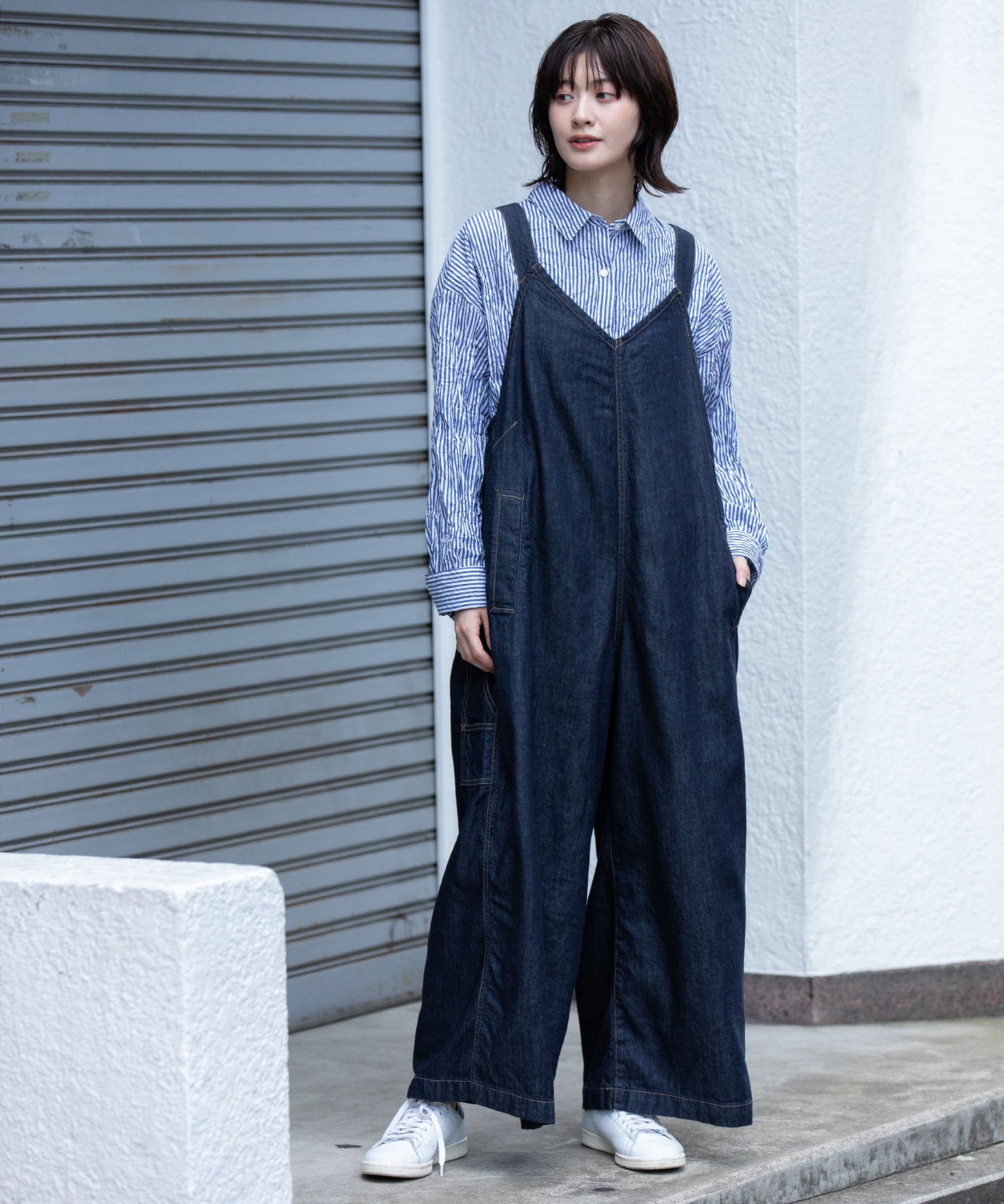 コットンリヨセルデニムコンビネゾン
