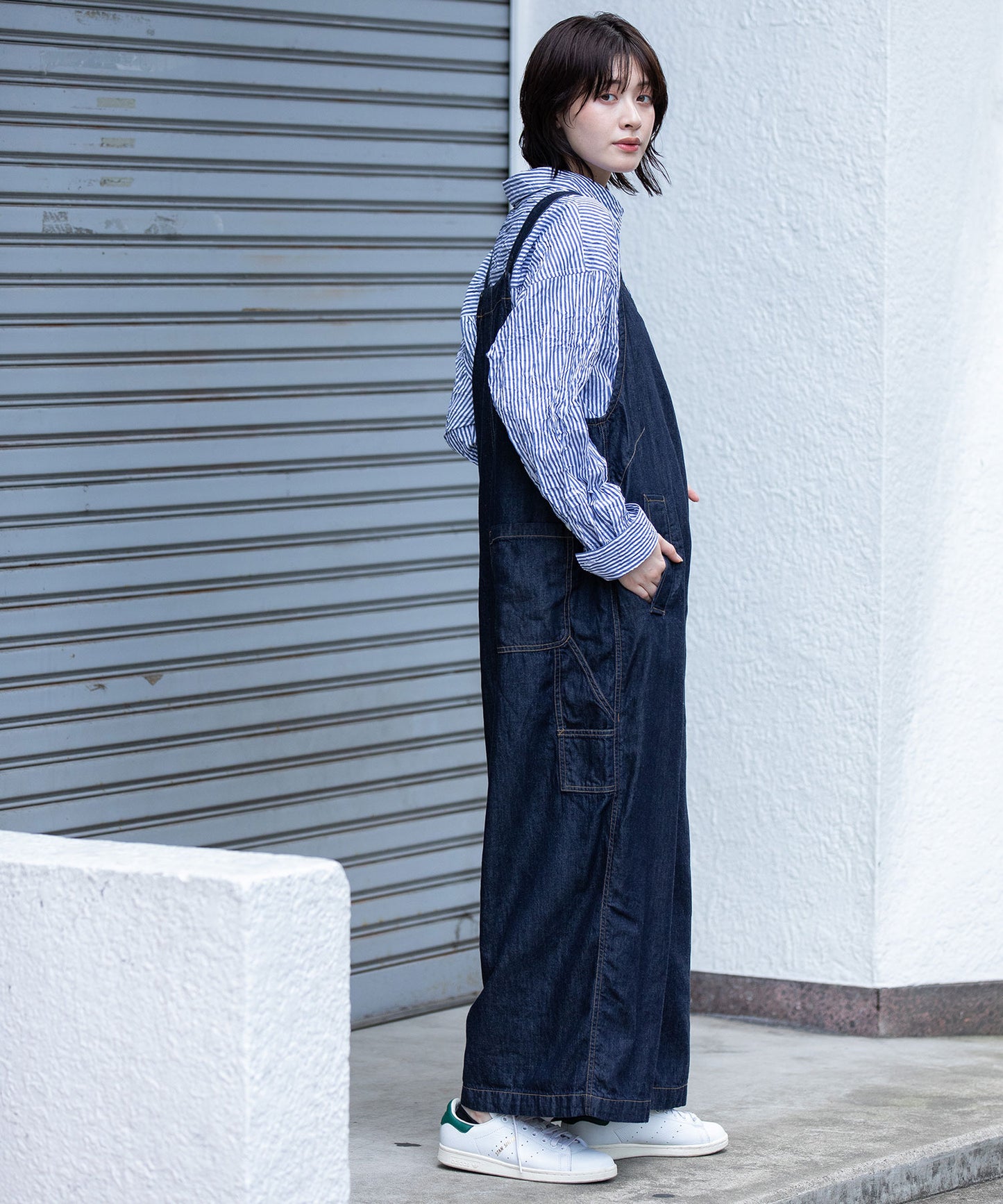コットンリヨセルデニムコンビネゾン