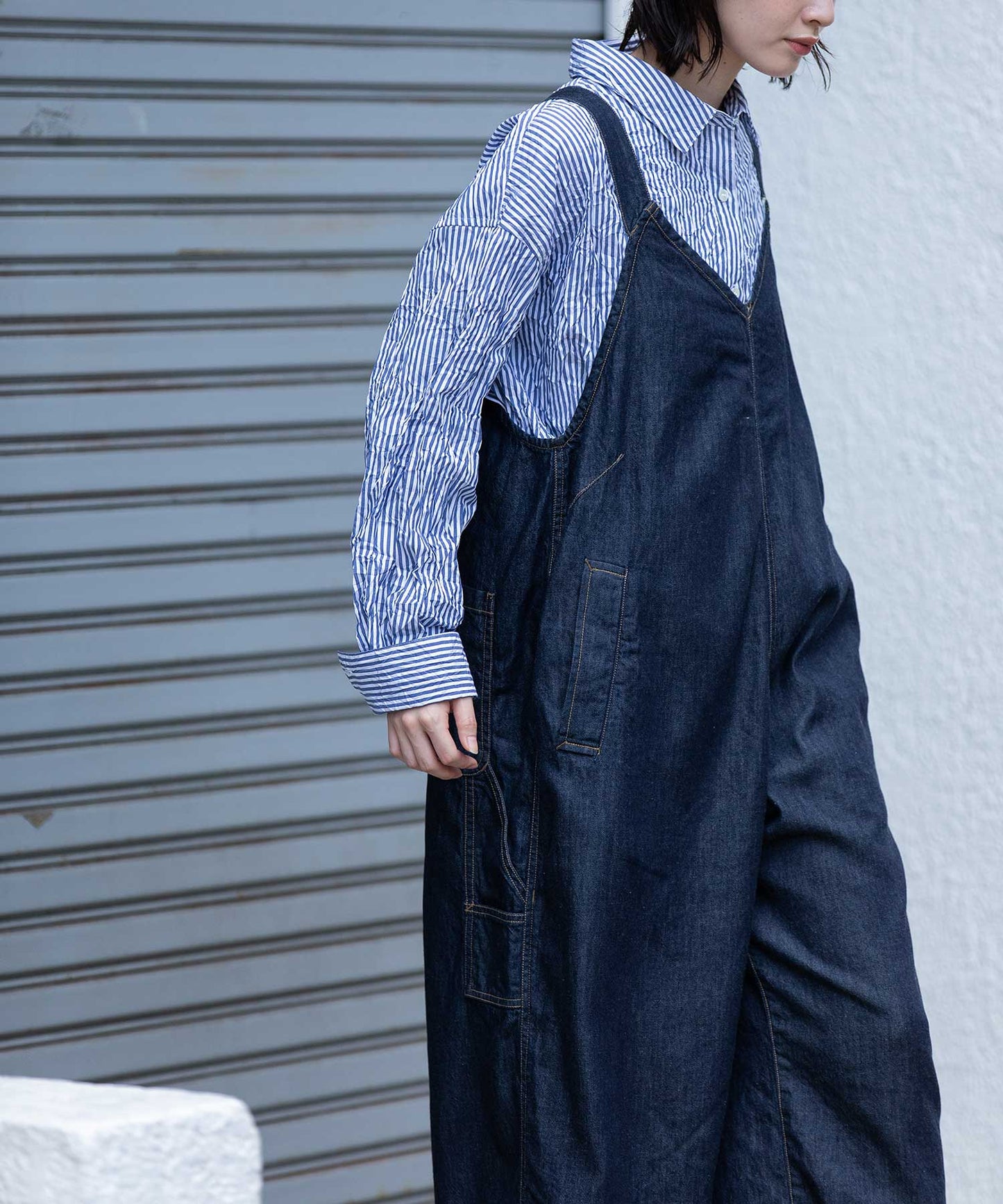 コットンリヨセルデニムコンビネゾン