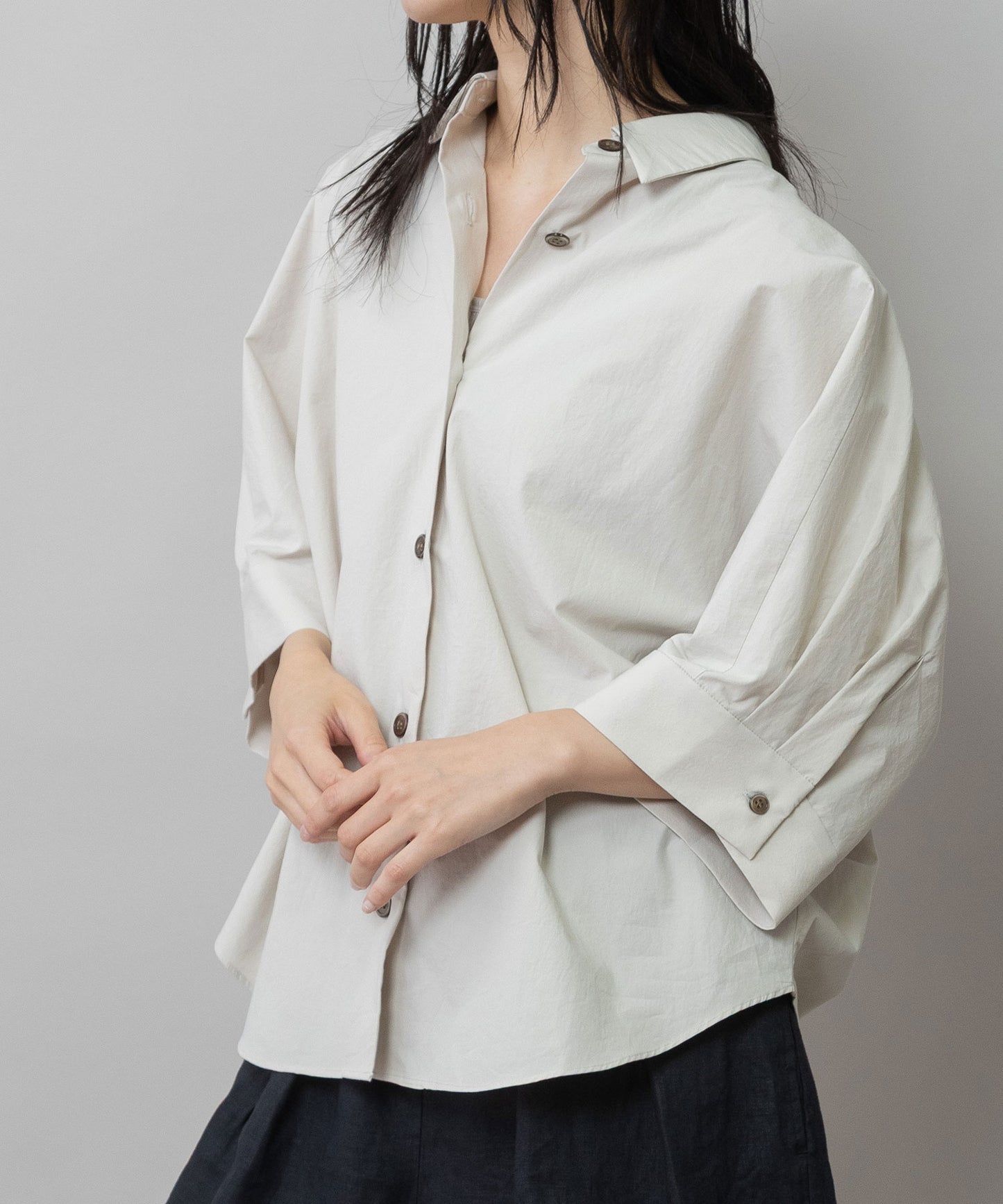 オーガニックコットンタイプライターハーフスリーブシャツ