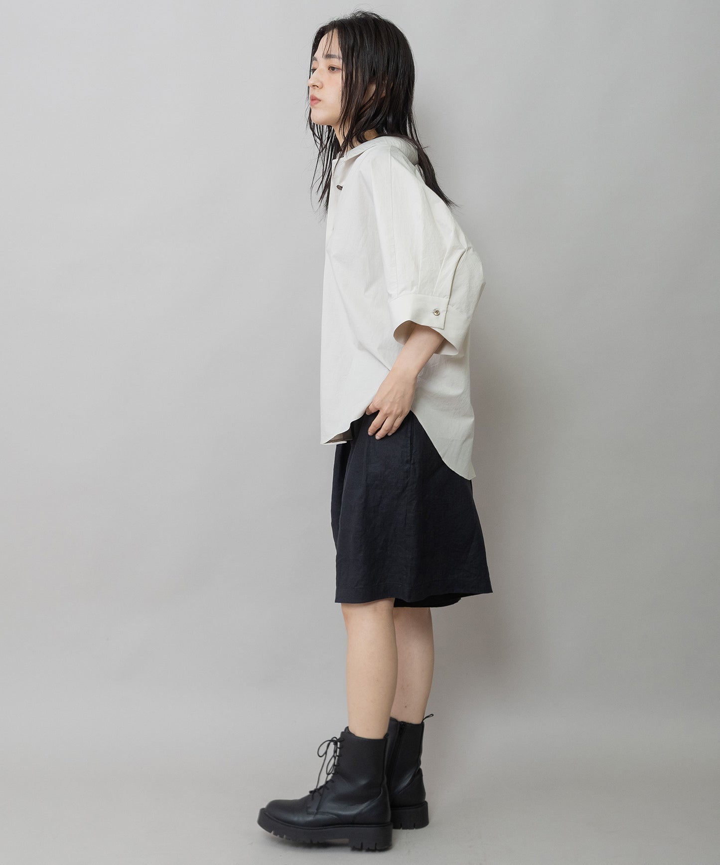 オーガニックコットンタイプライターハーフスリーブシャツ