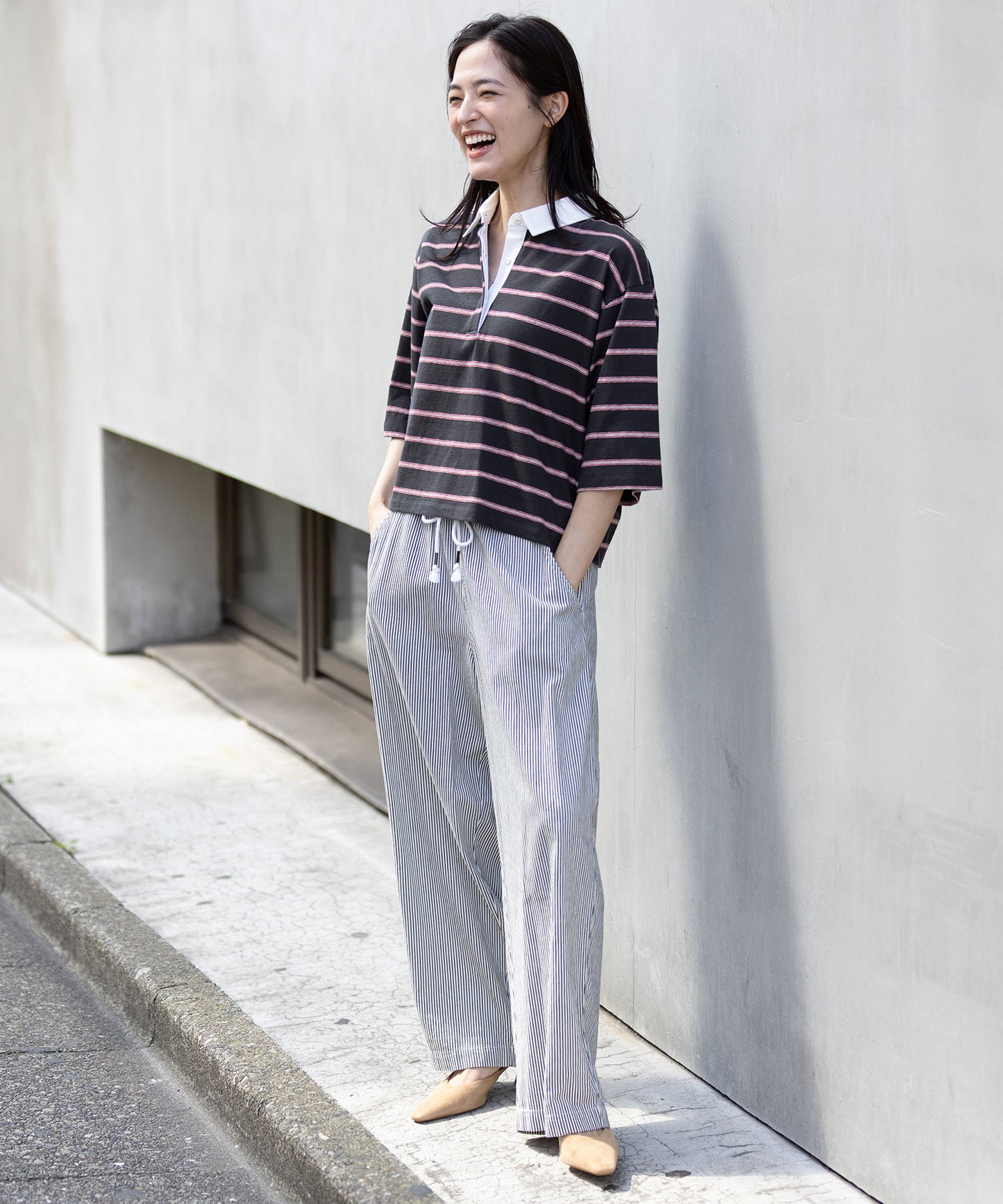 オールドコットンボーダージャージーポロシャツ