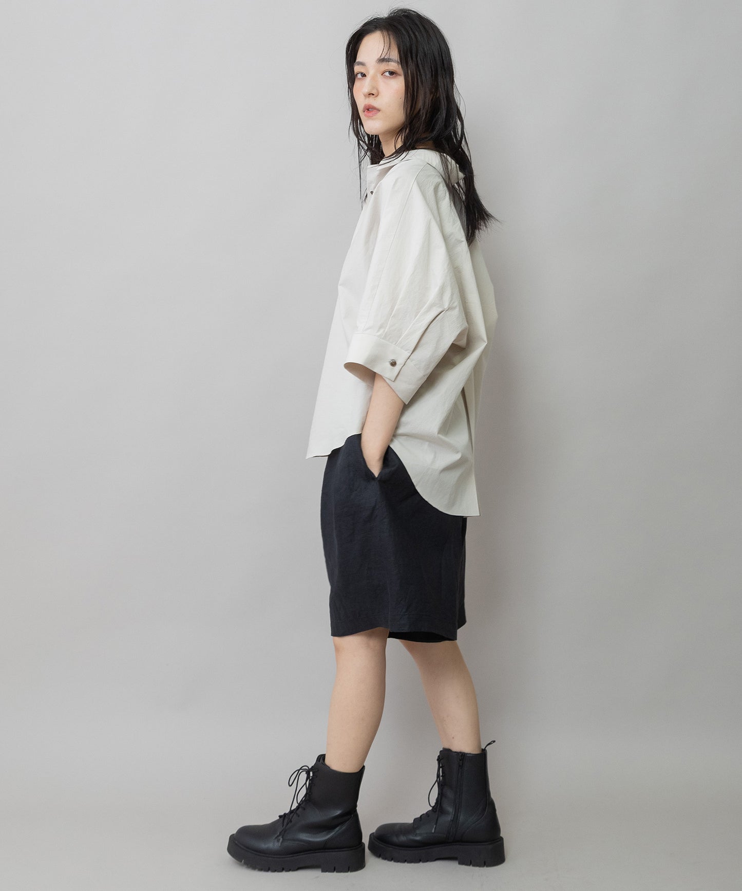 【吸水性】【発散性】40sフレンチリネンワイドハーフパンツ
