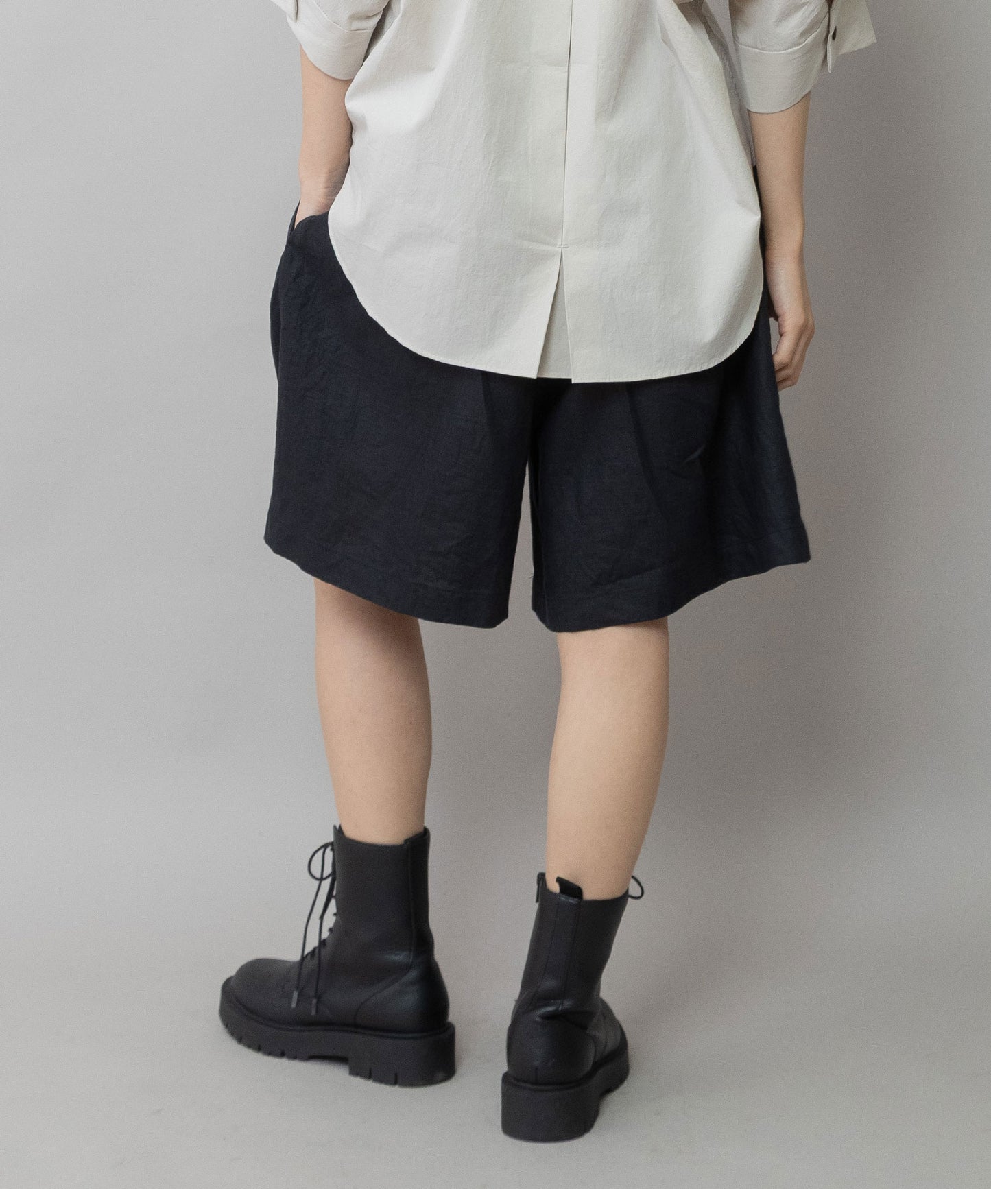 【吸水性】【発散性】40sフレンチリネンワイドハーフパンツ