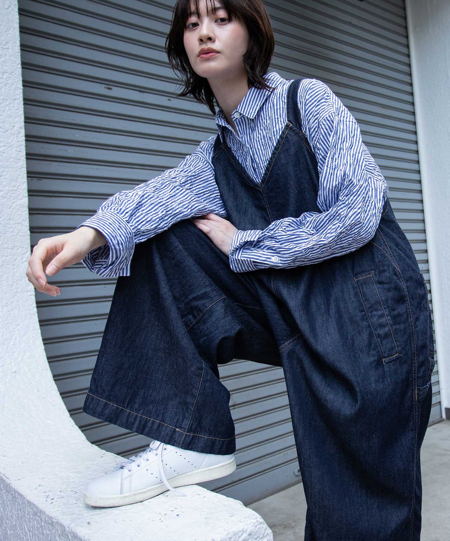 コットンリヨセルデニムコンビネゾン