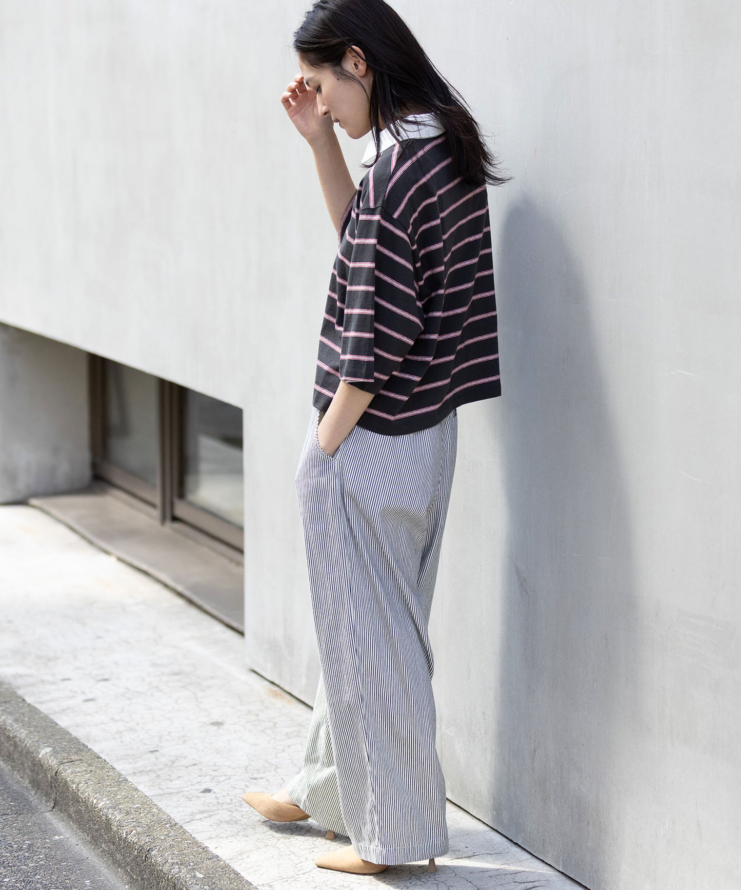 オールドコットンボーダージャージーポロシャツ