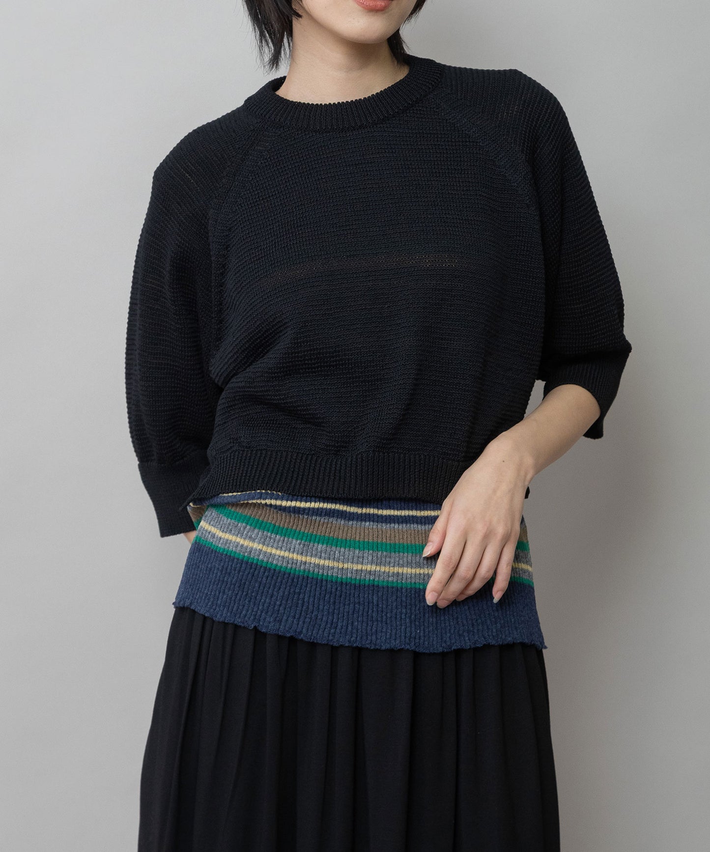 コットンニットバックベルトディテールプルオーバー