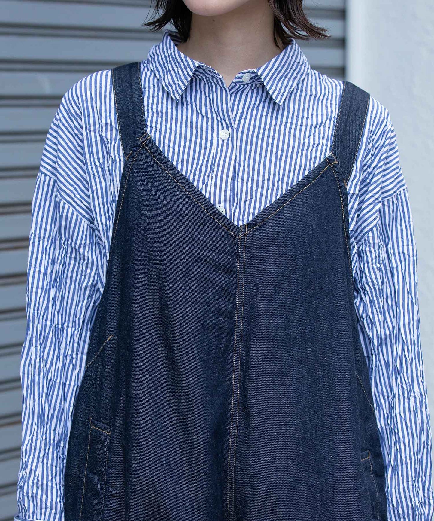 コットンリヨセルデニムコンビネゾン