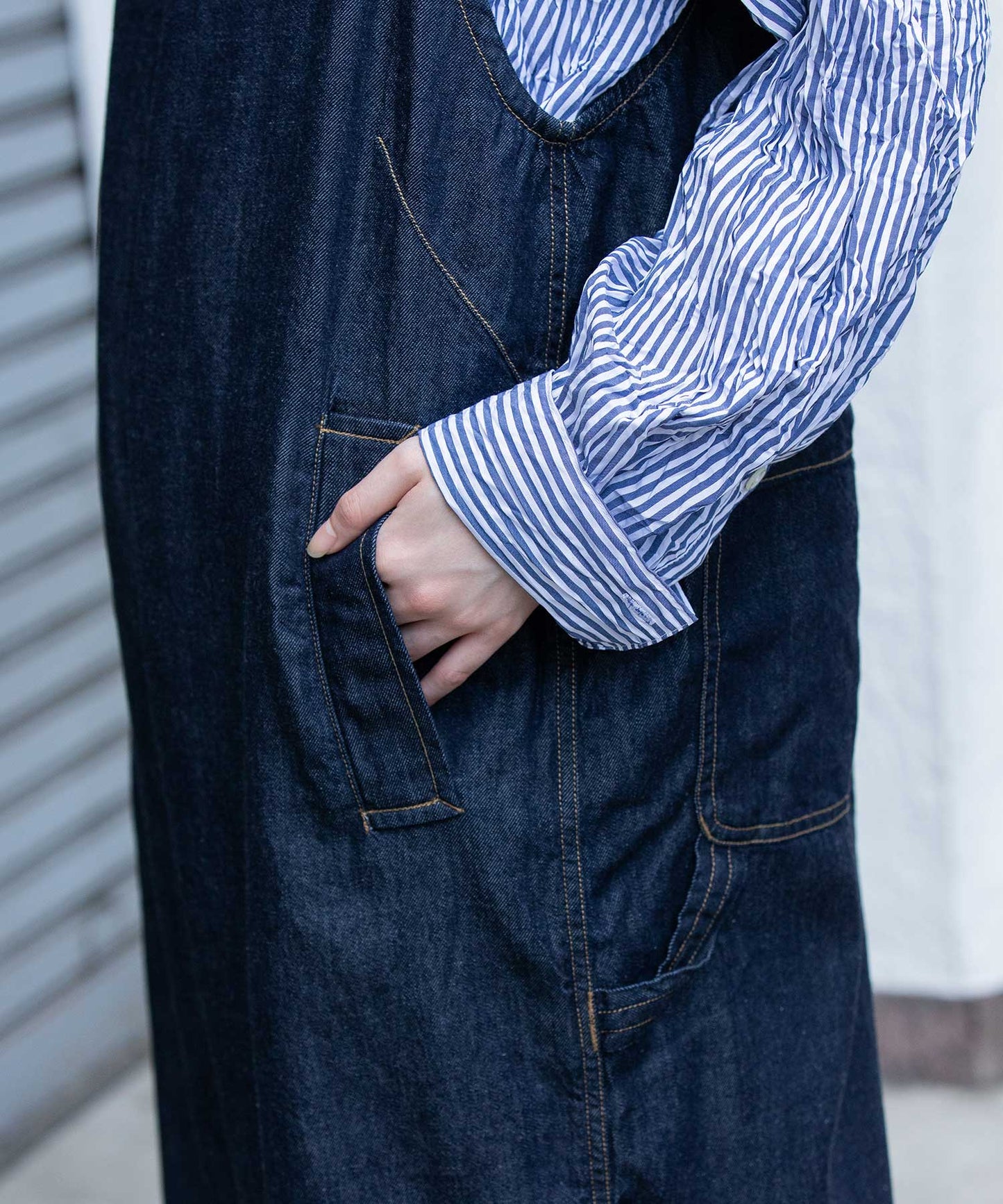 コットンリヨセルデニムコンビネゾン