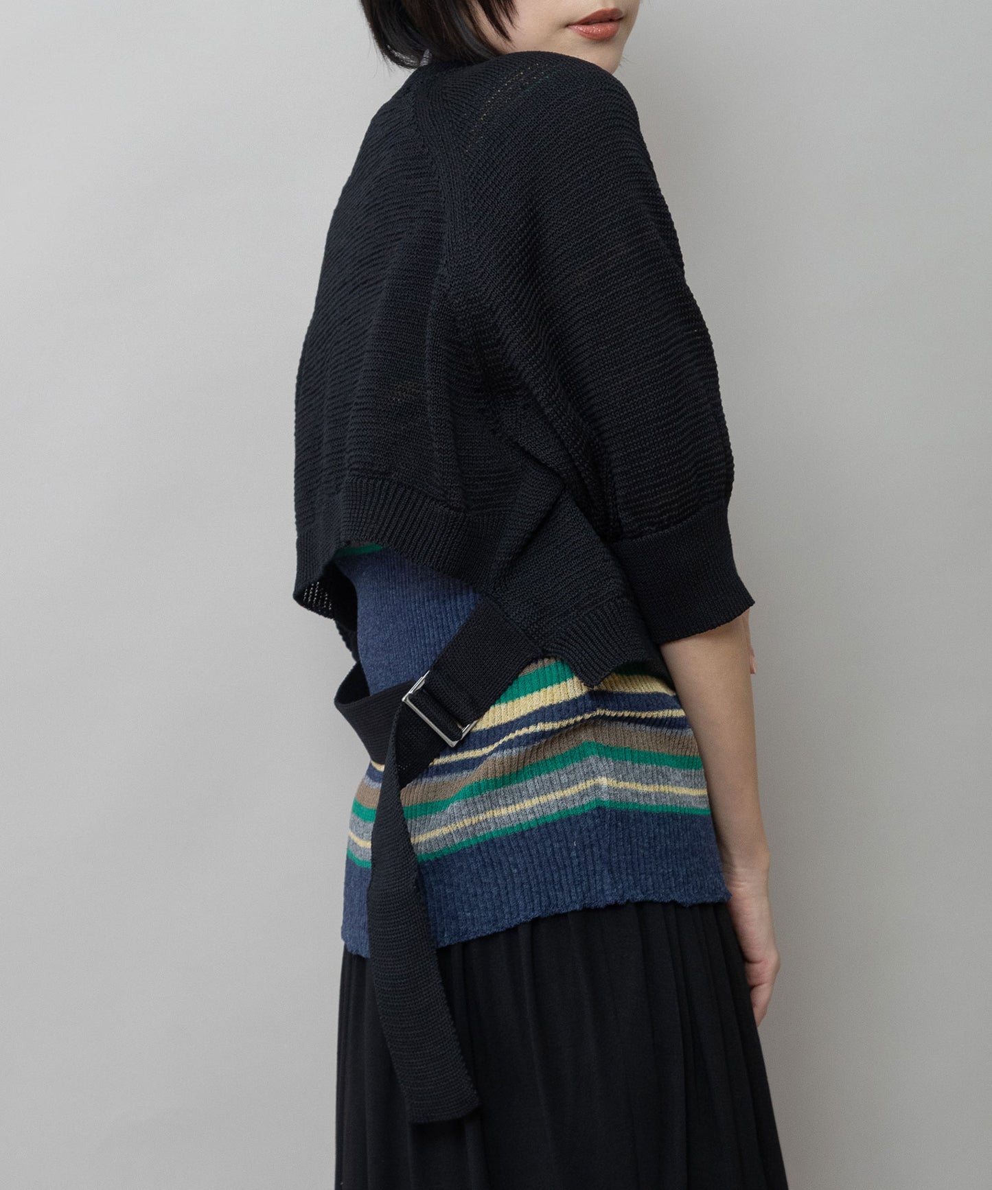 コットンニットバックベルトディテールプルオーバー