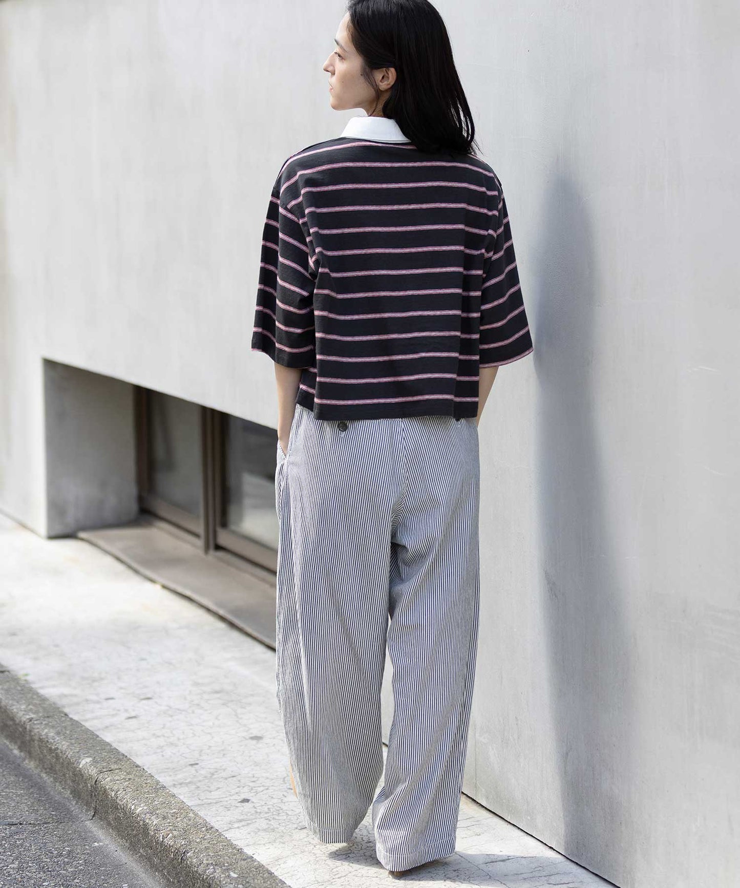 オールドコットンボーダージャージーポロシャツ