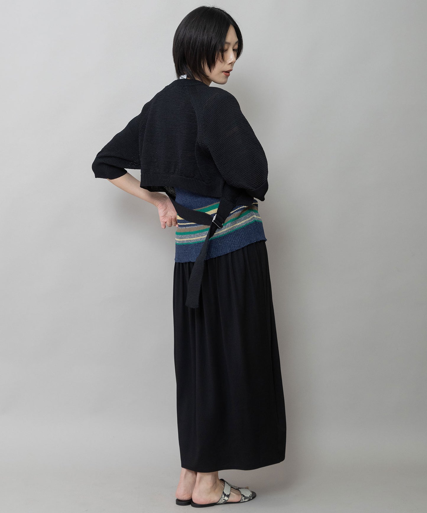 コットンニットバックベルトディテールプルオーバー