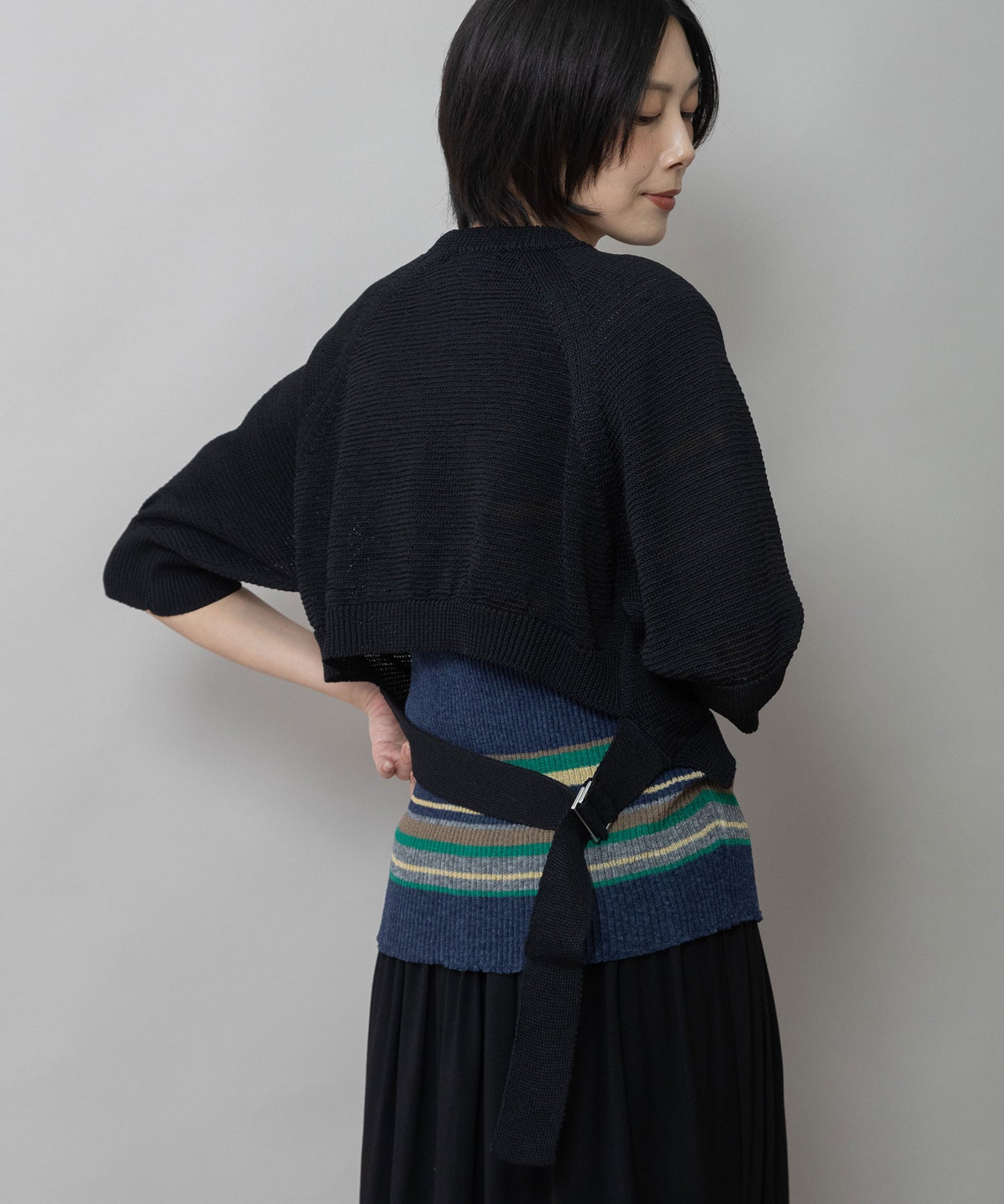 コットンニットバックベルトディテールプルオーバー