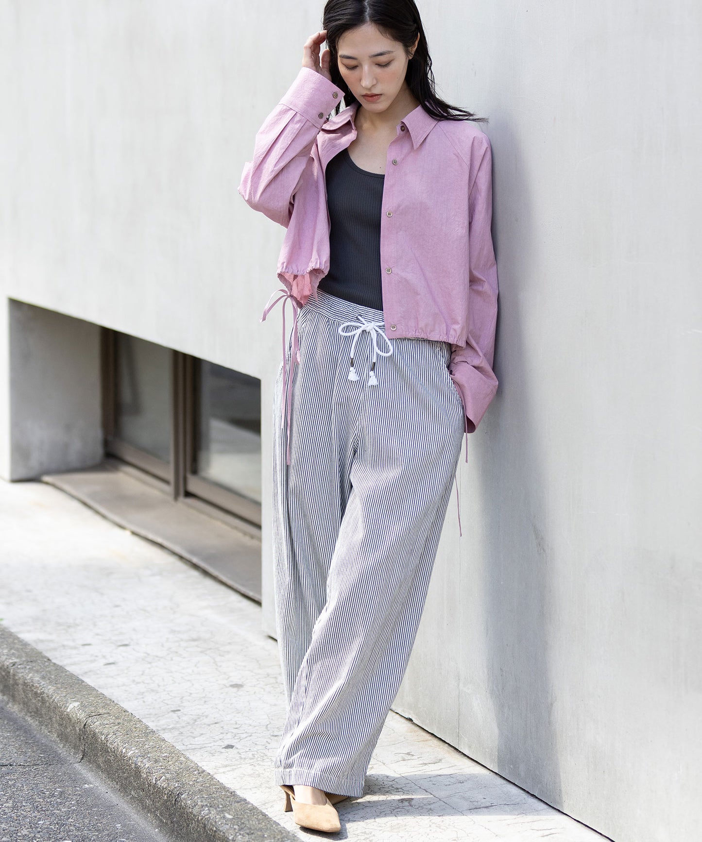 コットンリネンタイプライタークロップドシャツ