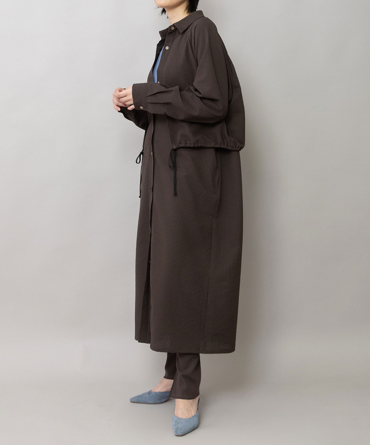 【吸水速乾性】ドットエア-サッカー フラップシャツワンピース