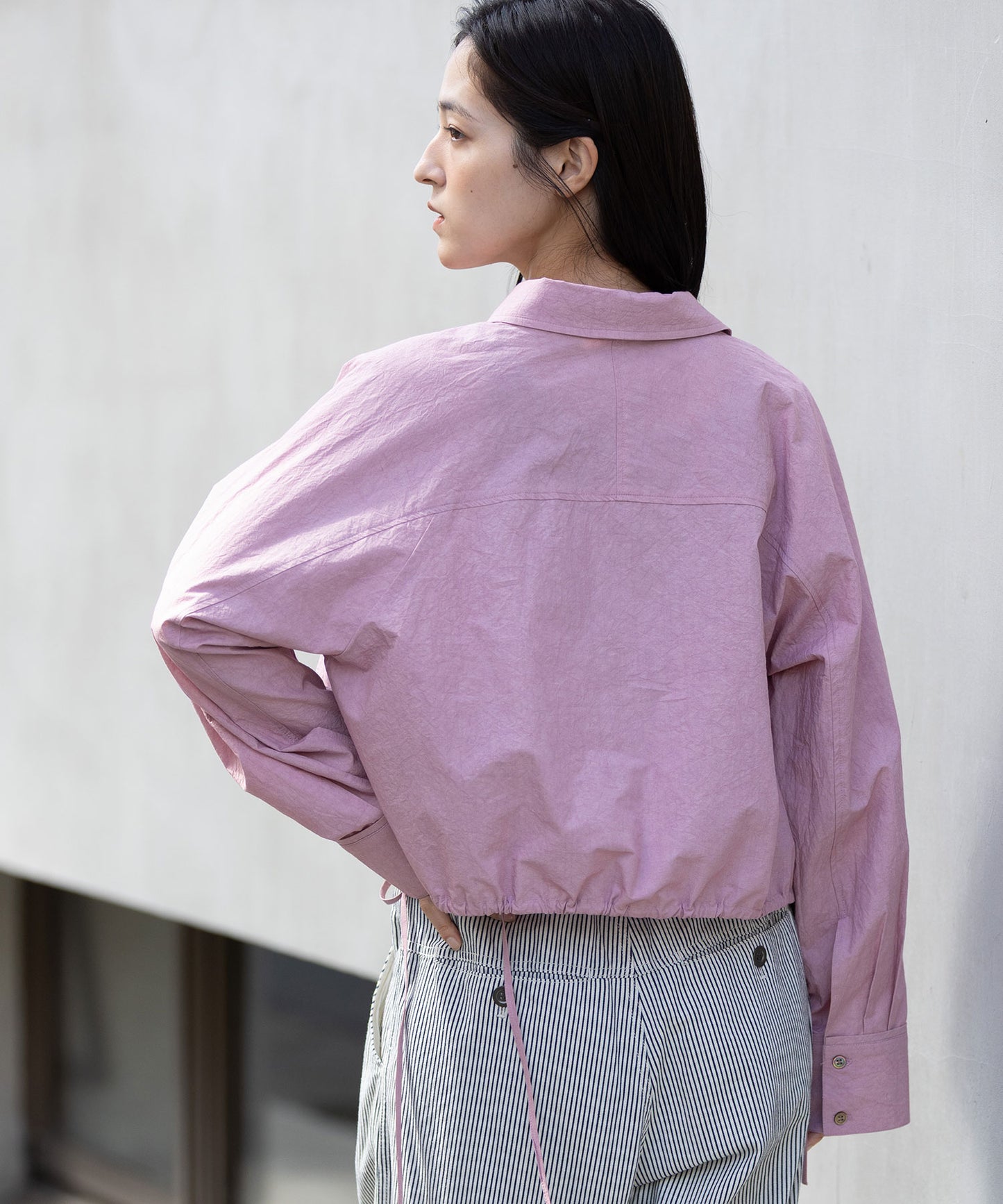 コットンリネンタイプライタークロップドシャツ