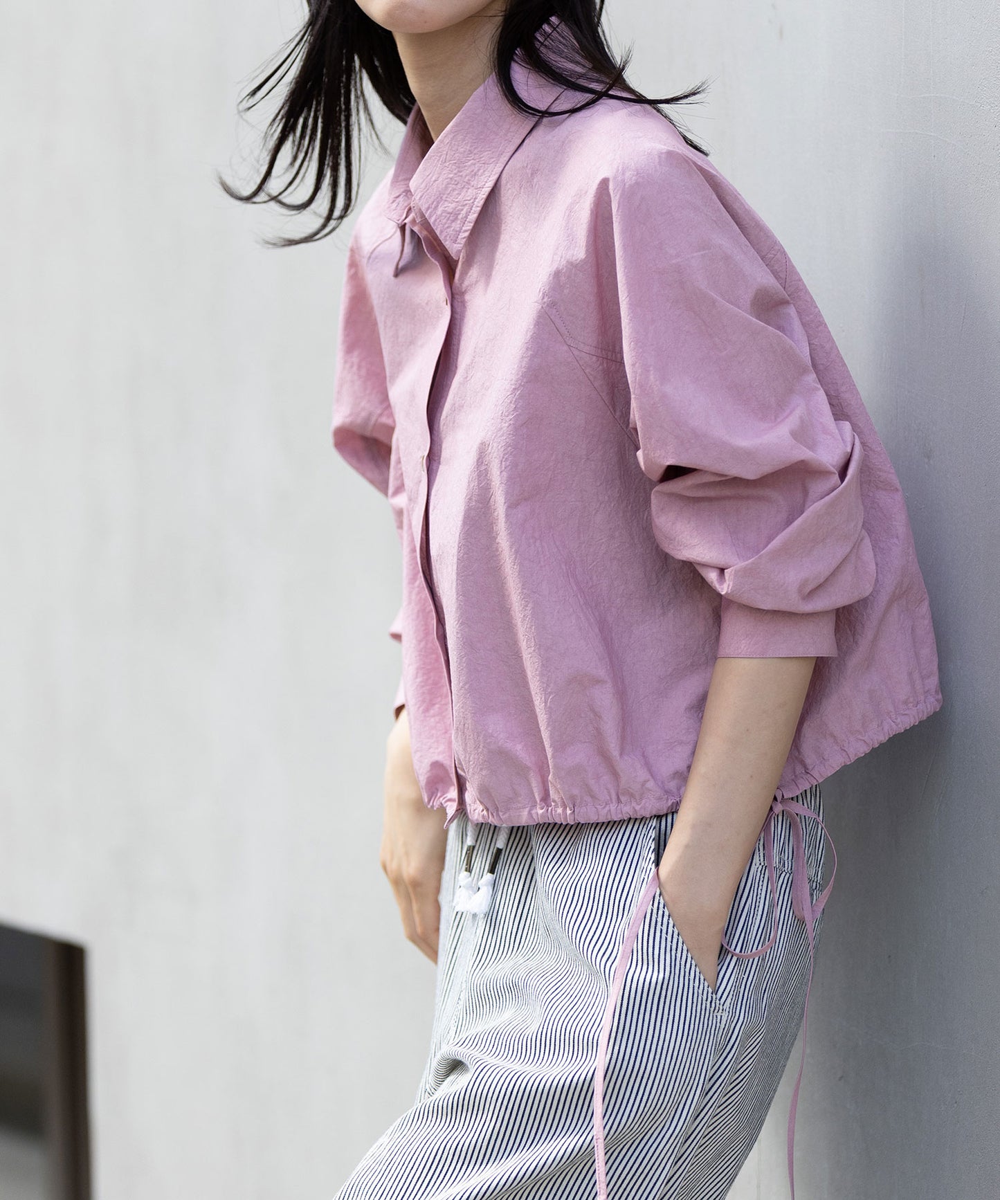 コットンリネンタイプライタークロップドシャツ